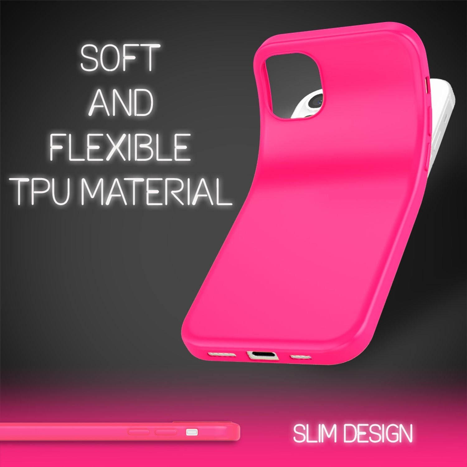 NALIA Neon Handy Hülle für iPhone 12 Pro Max, Slim Case Schutz Cover Etui Bumper Pink NALIA Protective Hülle