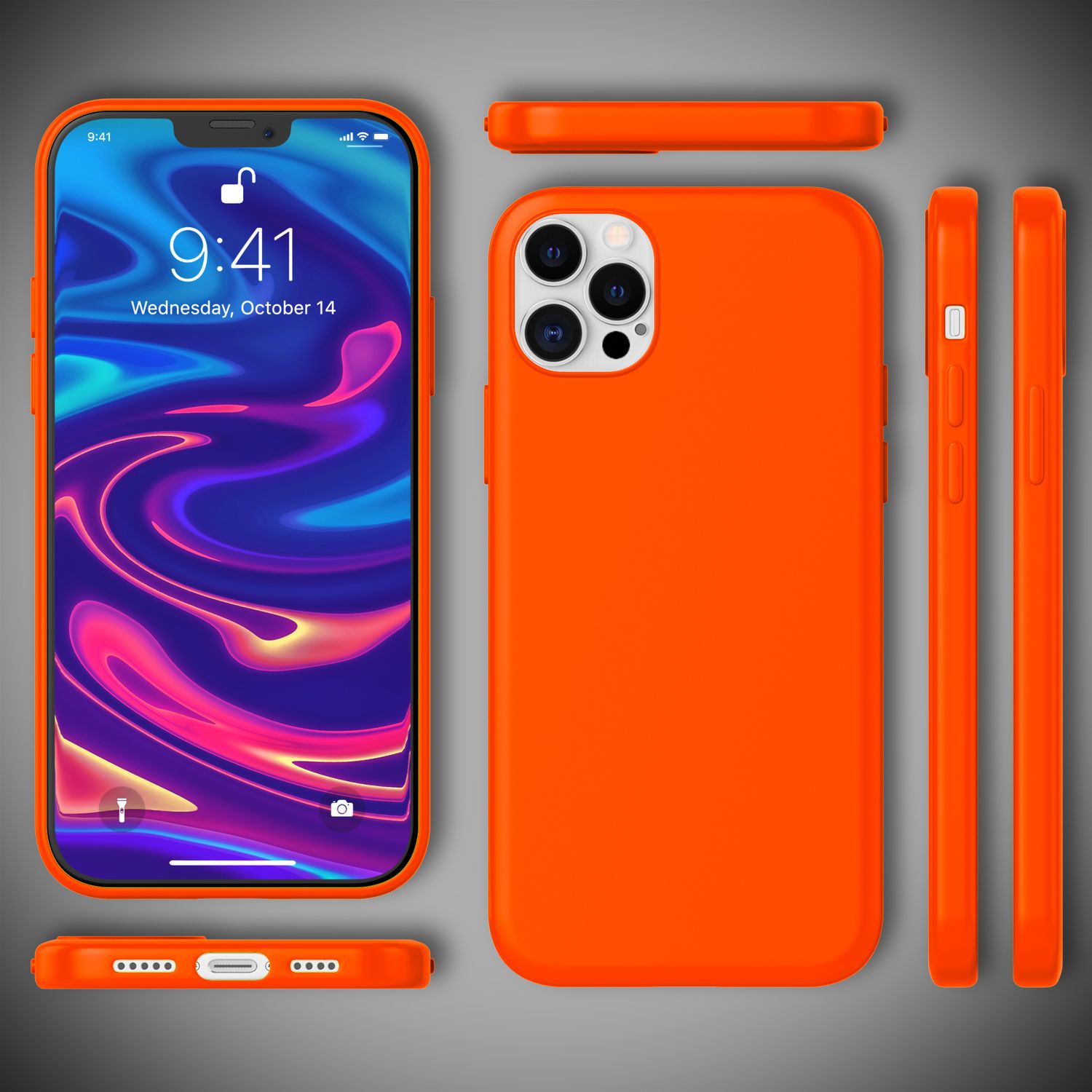 NALIA Neon Handy Hülle für iPhone 12 Pro Max, Slim Case Schutz Cover Etui Bumper Orange NALIA Protective Hülle