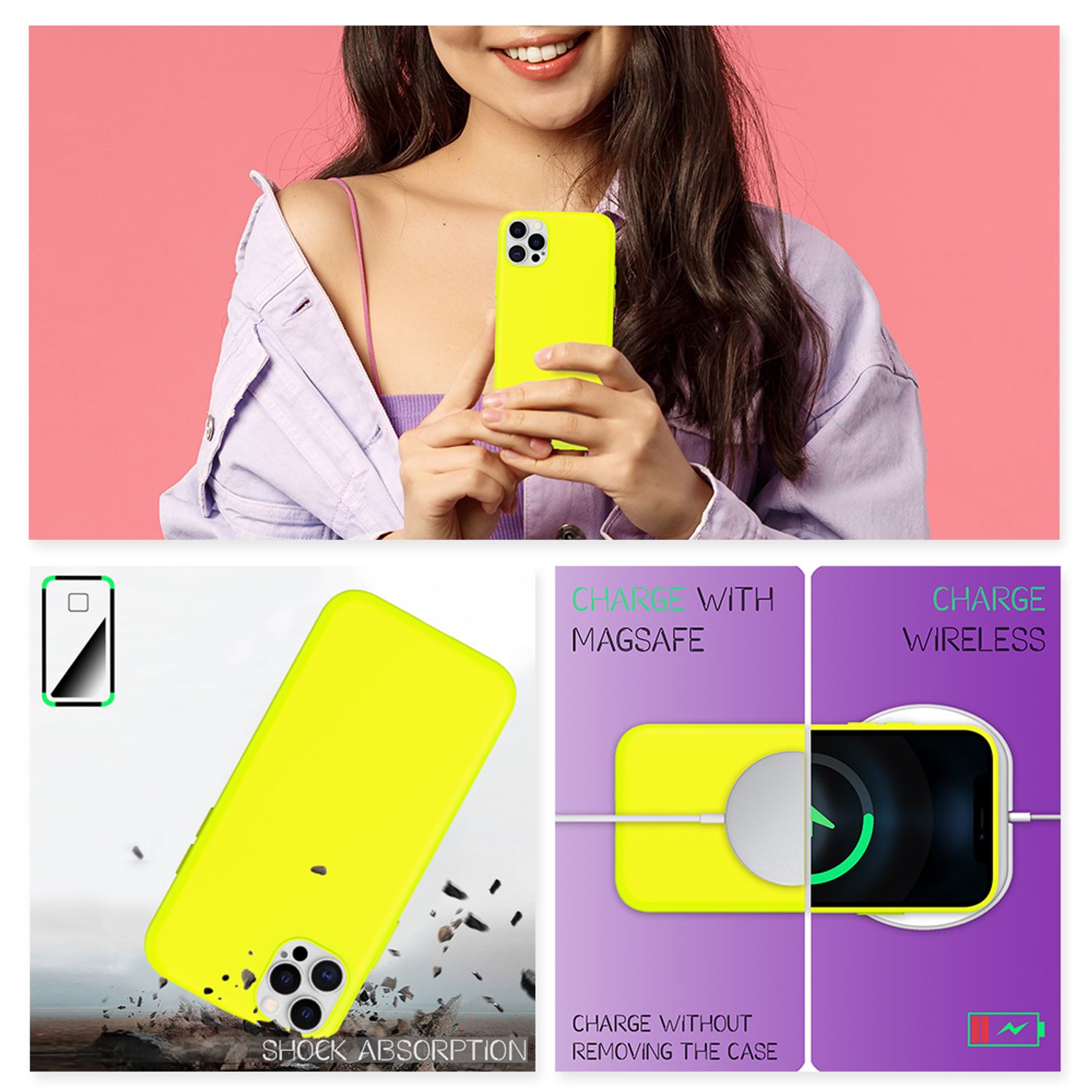 NALIA Neon Handy Hülle für iPhone 12 Pro Max, Slim Case Schutz Cover Etui Bumper Gelb NALIA Protective Hülle