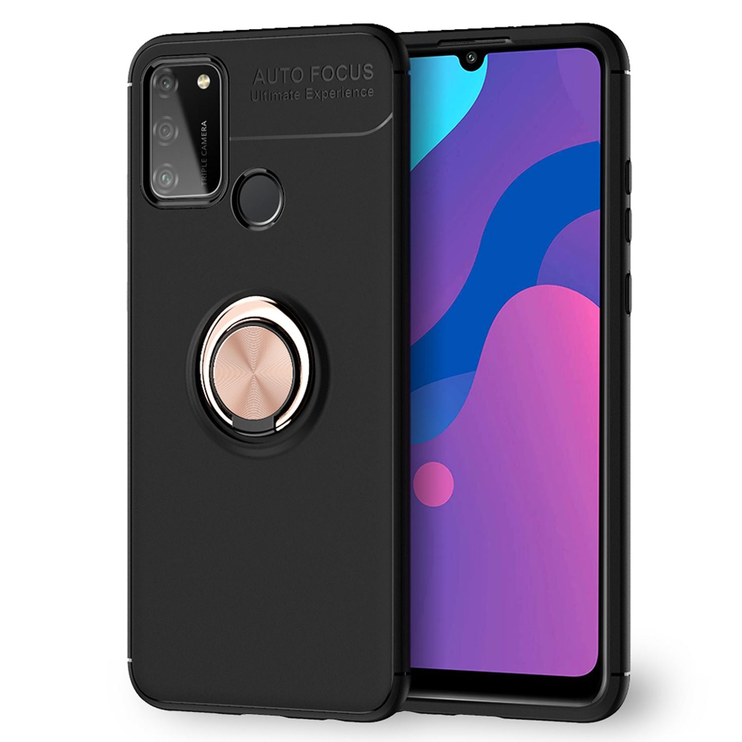 NALIA Ring Handy Hülle für Honor 9A, Slim Case Schutz Tasche Etui Bumper Cover Rose Gold NALIA Protective Hülle