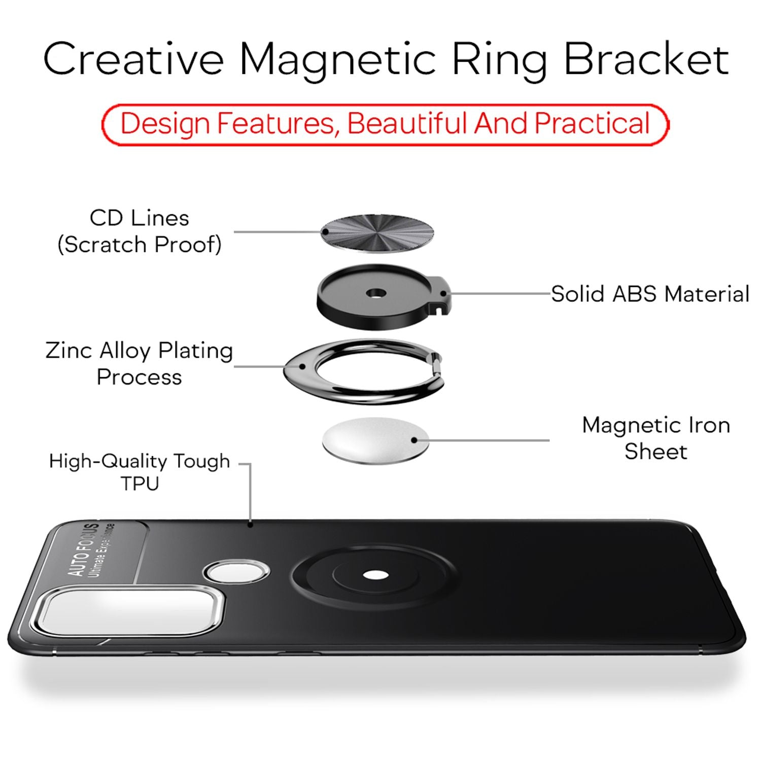 NALIA Ring Handy Hülle für Honor 9A, Slim Case Schutz Tasche Etui Bumper Cover NALIA Protective Hülle