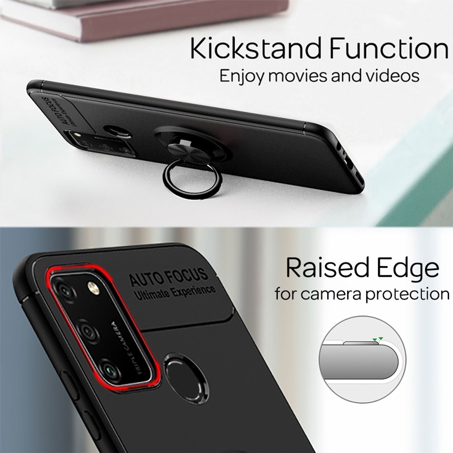 NALIA Ring Handy Hülle für Honor 9A, Slim Case Schutz Tasche Etui Bumper Cover NALIA Protective Hülle