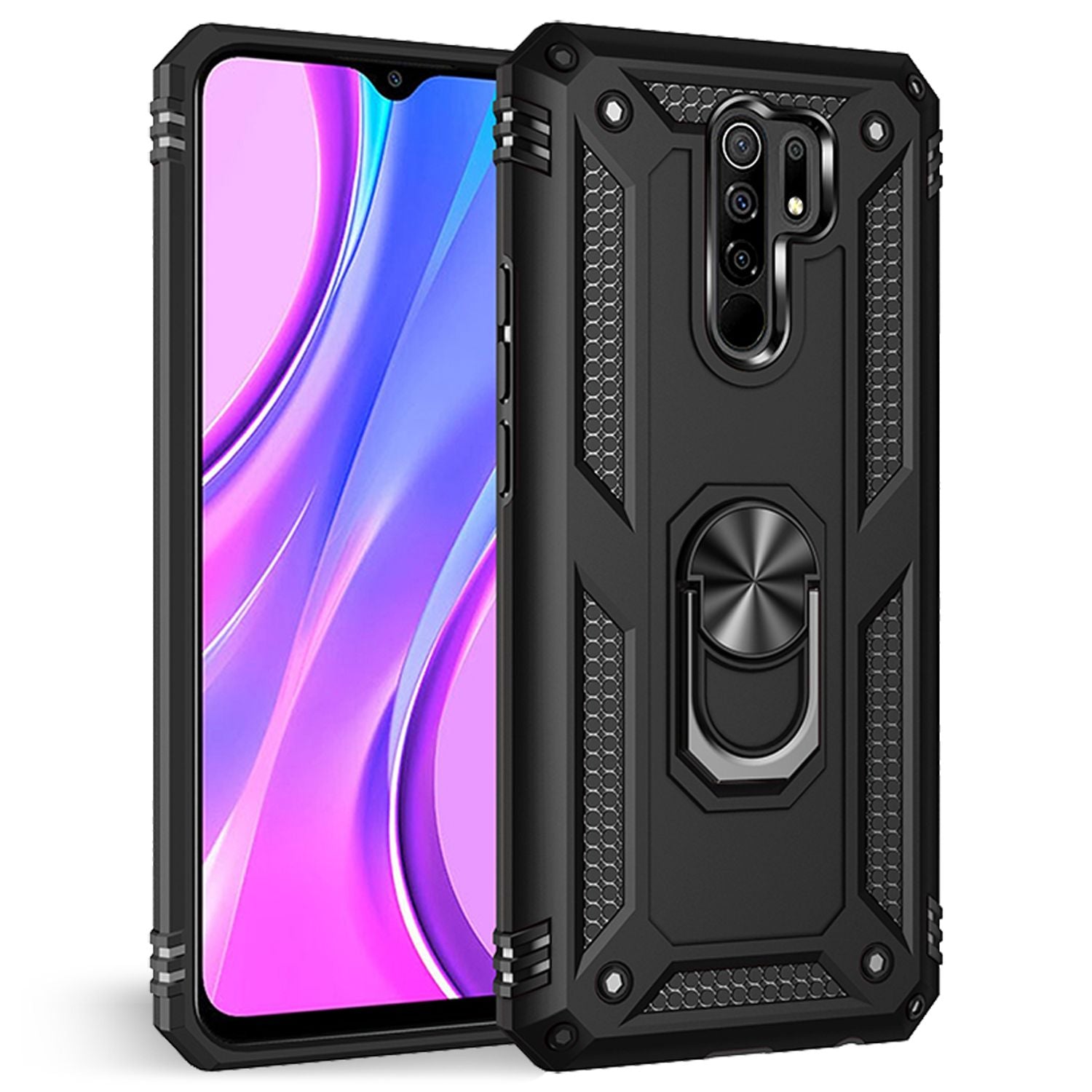 NALIA Ring Handy Hülle für Xiaomi Redmi 9, Schutz Cover mit 360° Finger Halter Default Title NALIA Protective Hülle