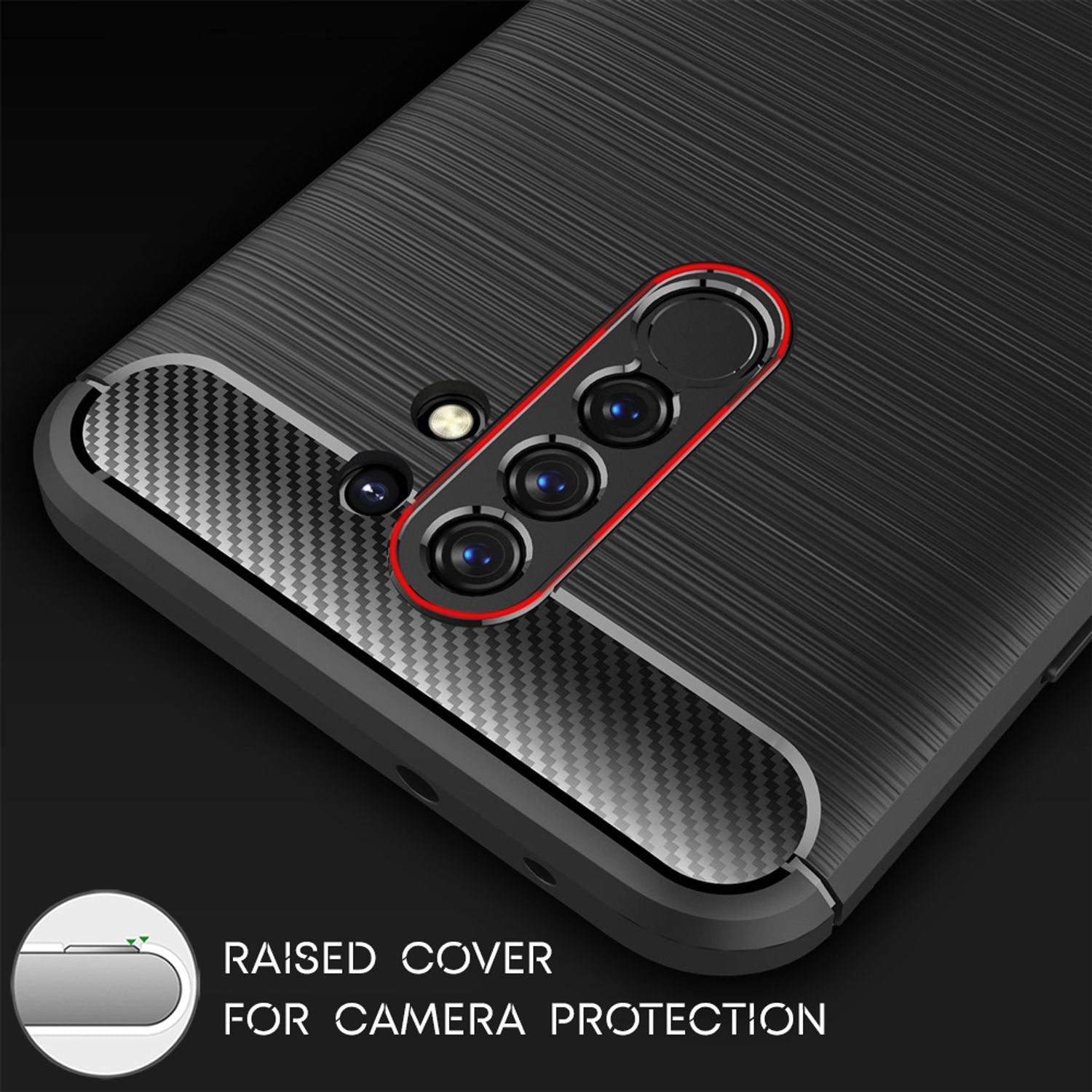 NALIA Handy Hülle für Xiaomi Redmi 9, Carbon Look Silikon Schutz Case Cover TPU Default Title NALIA Protective Hülle