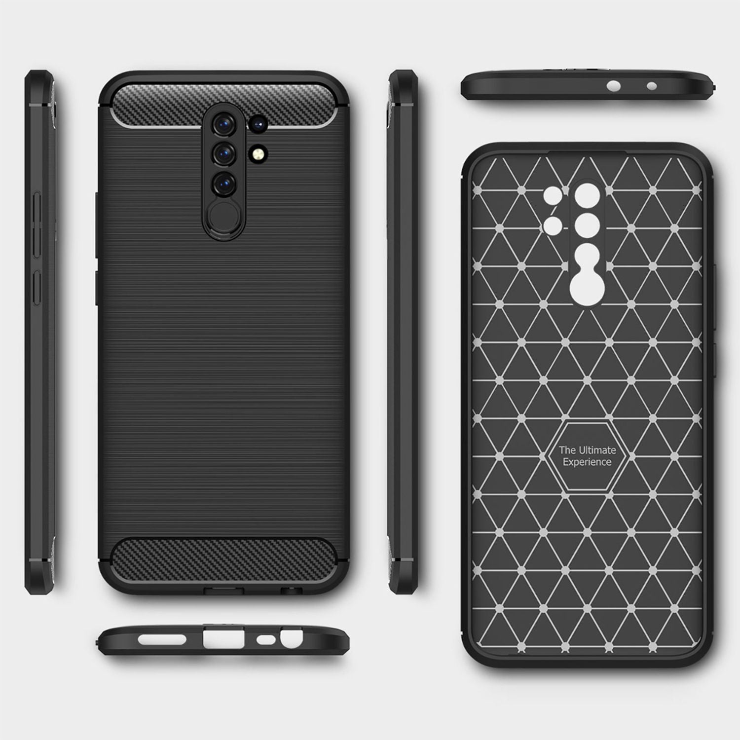 NALIA Handy Hülle für Xiaomi Redmi 9, Carbon Look Silikon Schutz Case Cover TPU Default Title NALIA Protective Hülle
