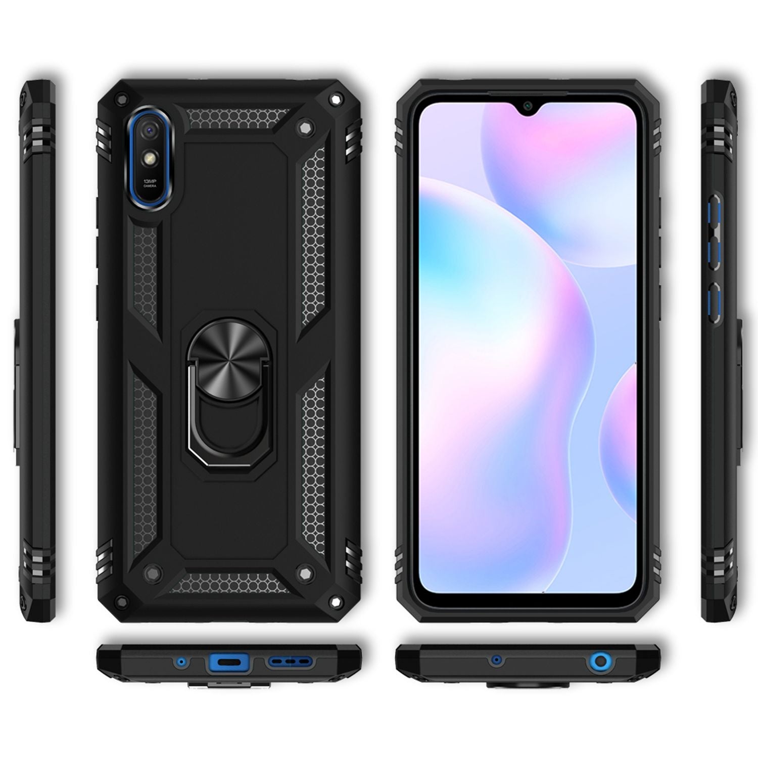 NALIA Ring Handy Hülle für Xiaomi Redmi 9A, Case für magnetische KFZ Halterung Default Title NALIA Protective Hülle