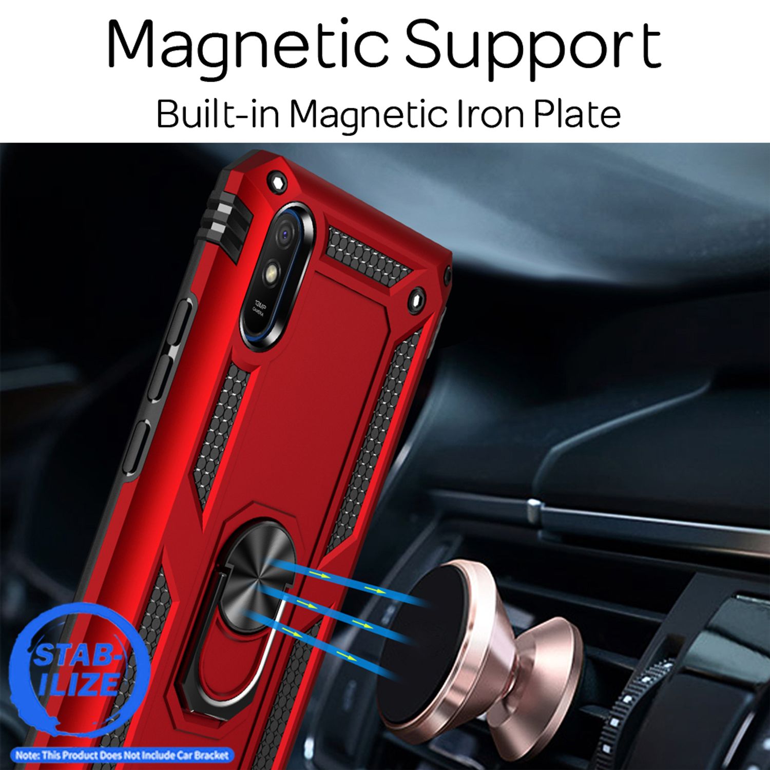 NALIA Ring Handy Hülle für Xiaomi Redmi 9A, Case für magnetische KFZ Halterung Default Title NALIA Protective Hülle