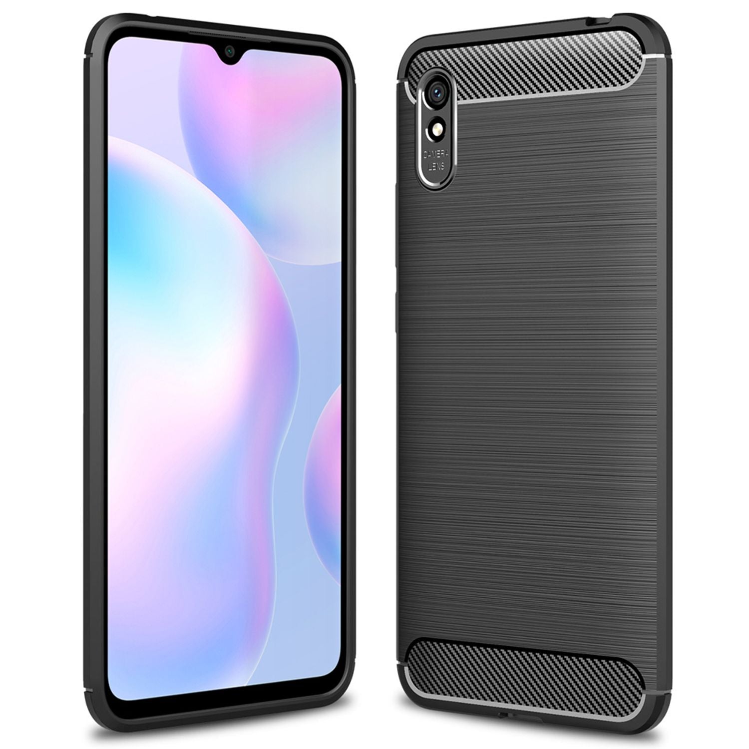 NALIA Design Handy Hülle Xiaomi Redmi 9A, Carbon Look Tasche Case Cover Bumper Default Title NALIA Protective Hülle