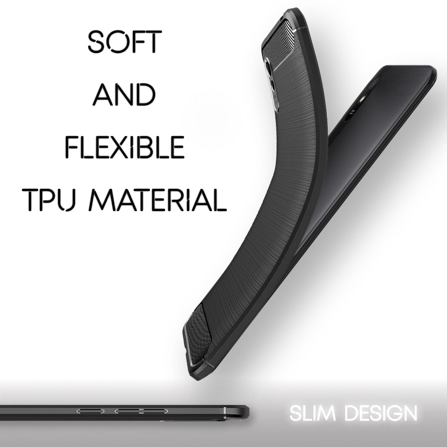 NALIA Design Handy Hülle Xiaomi Redmi 9A, Carbon Look Tasche Case Cover Bumper Default Title NALIA Protective Hülle