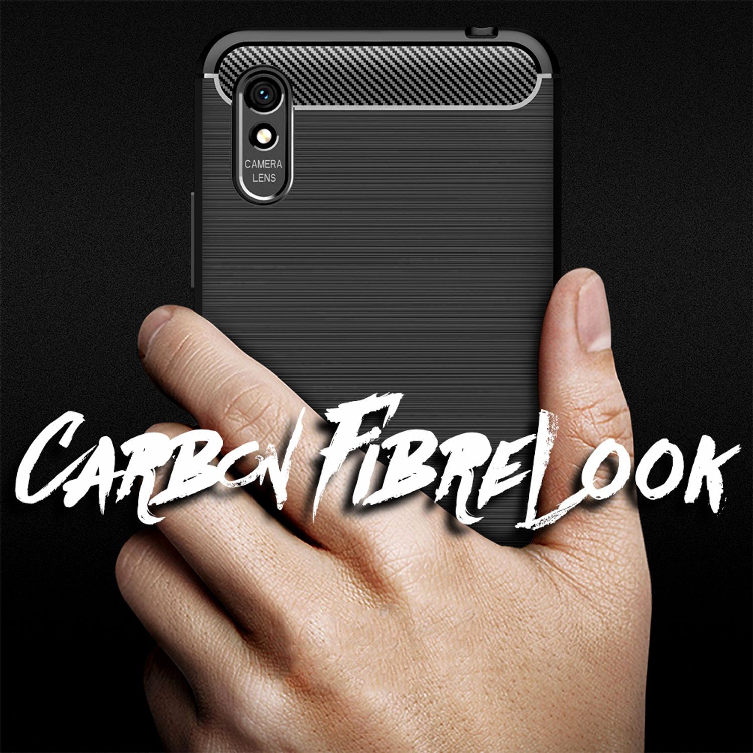NALIA Design Handy Hülle Xiaomi Redmi 9A, Carbon Look Tasche Case Cover Bumper Default Title NALIA Protective Hülle
