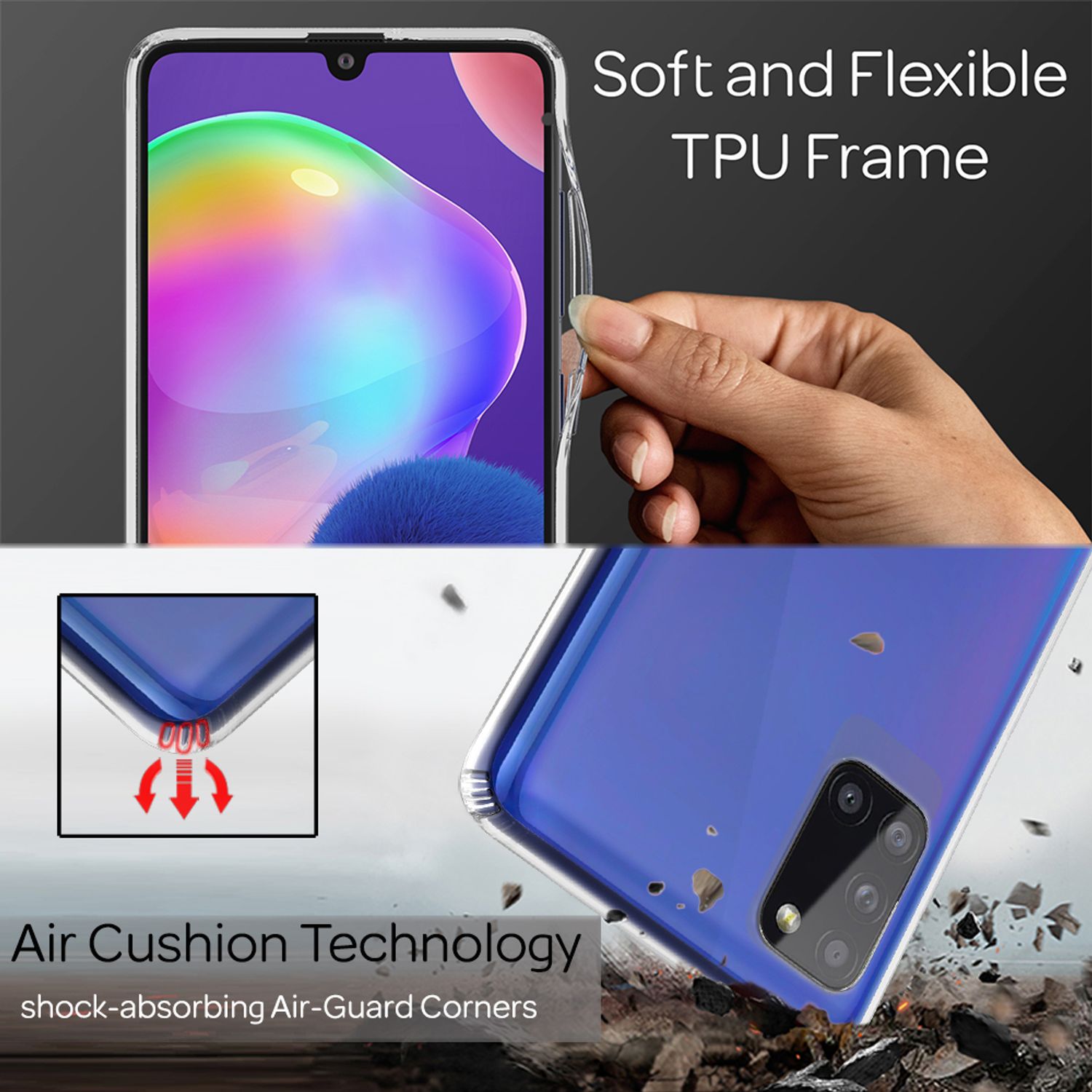 NALIA Klare Handy Hülle für Samsung Galaxy A31, Clear Case Cover Schutz Tasche Default Title NALIA Transparente Hülle