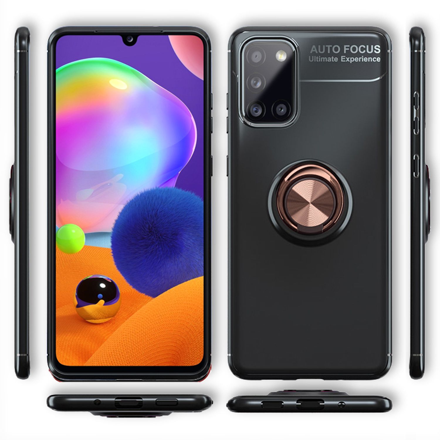 NALIA Ring Handy Hülle für Samsung Galaxy A31, Schutz Case Tasche Etui Bumper Rose Gold NALIA Protective Hülle