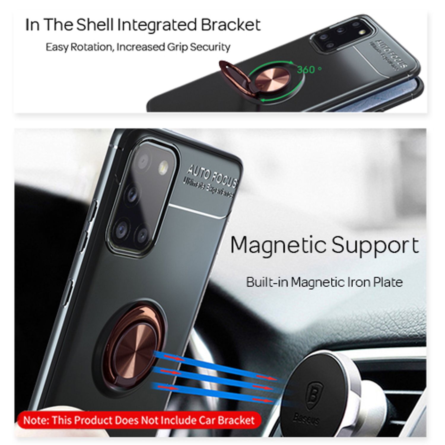 NALIA Ring Handy Hülle für Samsung Galaxy A31, Schutz Case Tasche Etui Bumper Rose Gold NALIA Protective Hülle