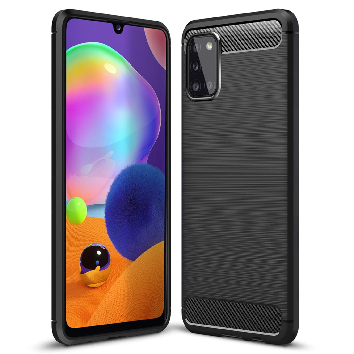 NALIA Design Handy Hülle für Samsung Galaxy A31, Carbon Look Cover Case Bumper Default Title NALIA Protective Hülle