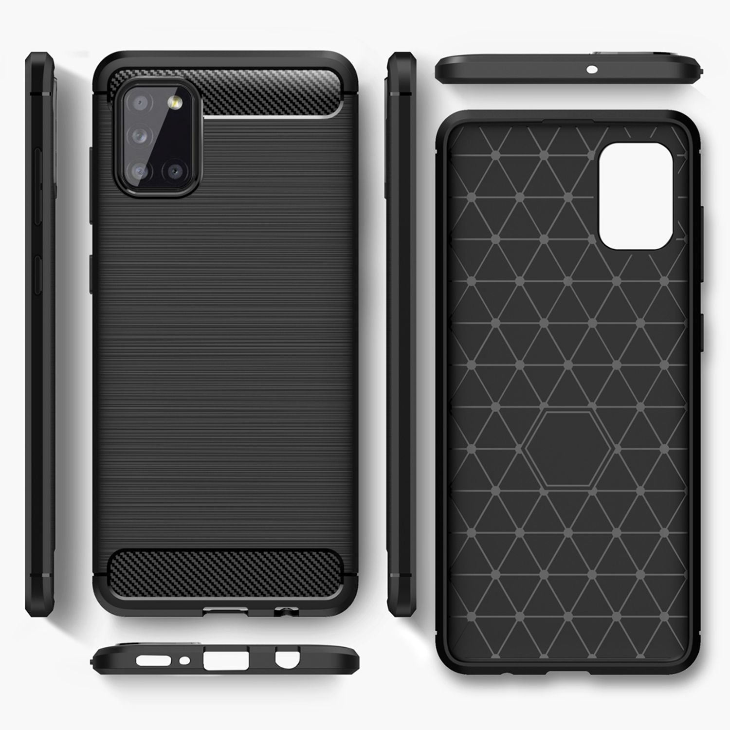 NALIA Design Handy Hülle für Samsung Galaxy A31, Carbon Look Cover Case Bumper Default Title NALIA Protective Hülle