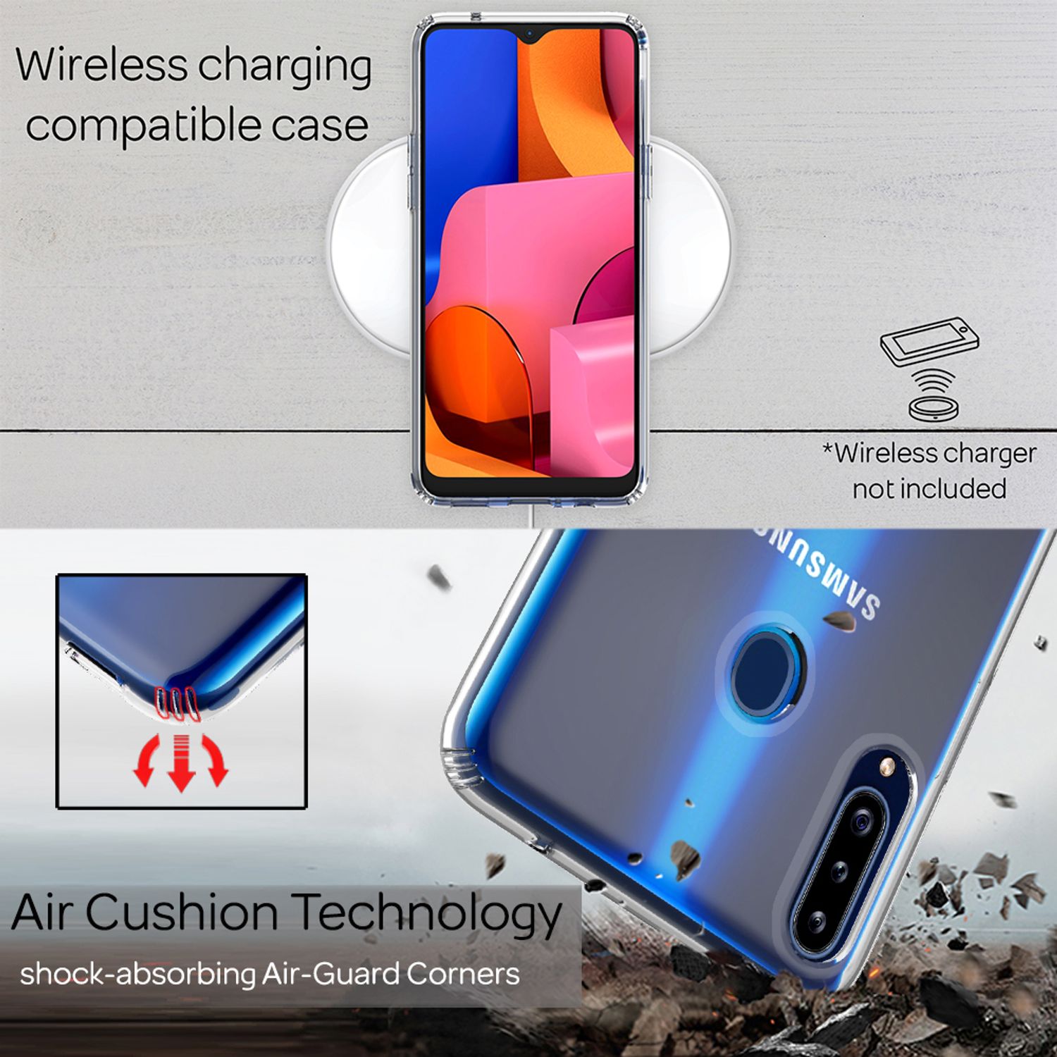 NALIA Klare Handy Hülle für Samsung Galaxy A20s, Clear Case Cover Schutz Tasche Default Title NALIA Transparente Hülle