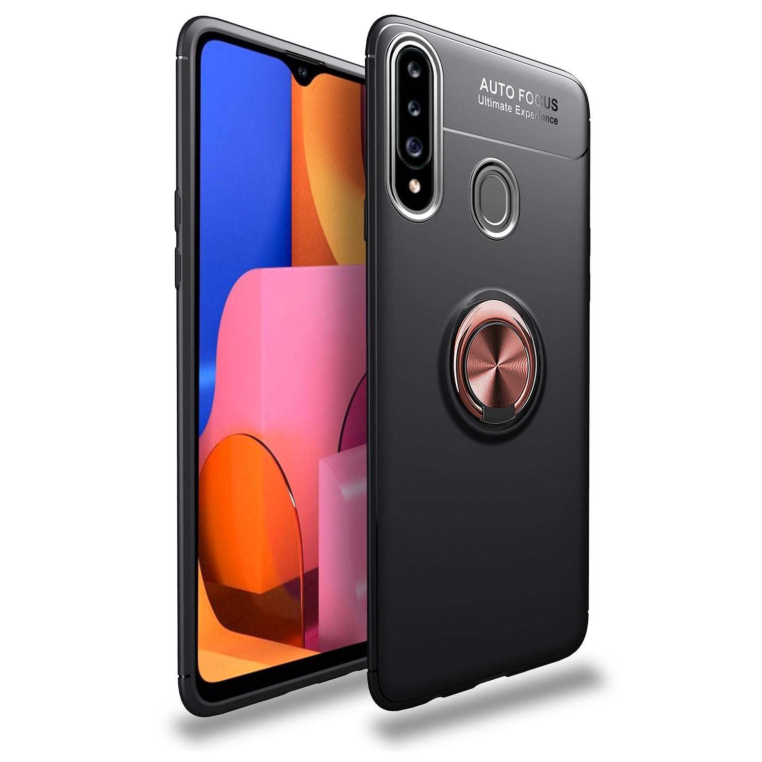 NALIA Ring Handy Hülle für Samsung Galaxy A20s, Schutz Phone Case Cover Bumper Rose Gold NALIA Protective Hülle