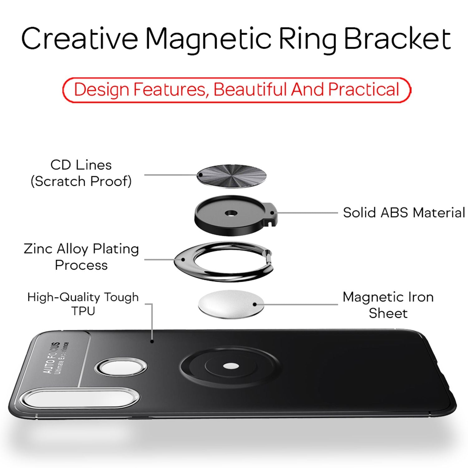 NALIA Ring Handy Hülle für Samsung Galaxy A20s, Schutz Phone Case Cover Bumper Rose Gold NALIA Protective Hülle