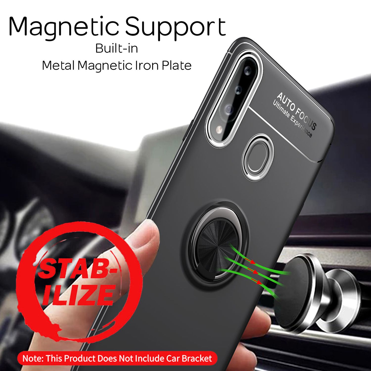 NALIA Ring Handy Hülle für Samsung Galaxy A20s, Schutz Phone Case Cover Bumper Schwarz NALIA Protective Hülle