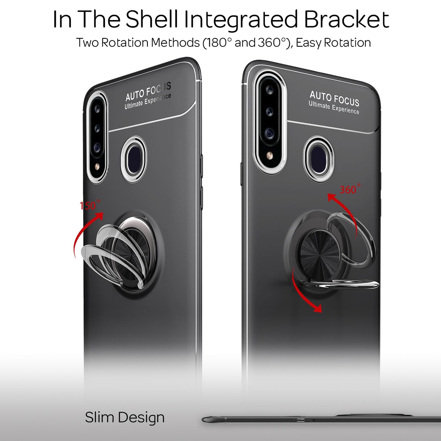 NALIA Ring Handy Hülle für Samsung Galaxy A20s, Schutz Phone Case Cover Bumper Schwarz NALIA Protective Hülle