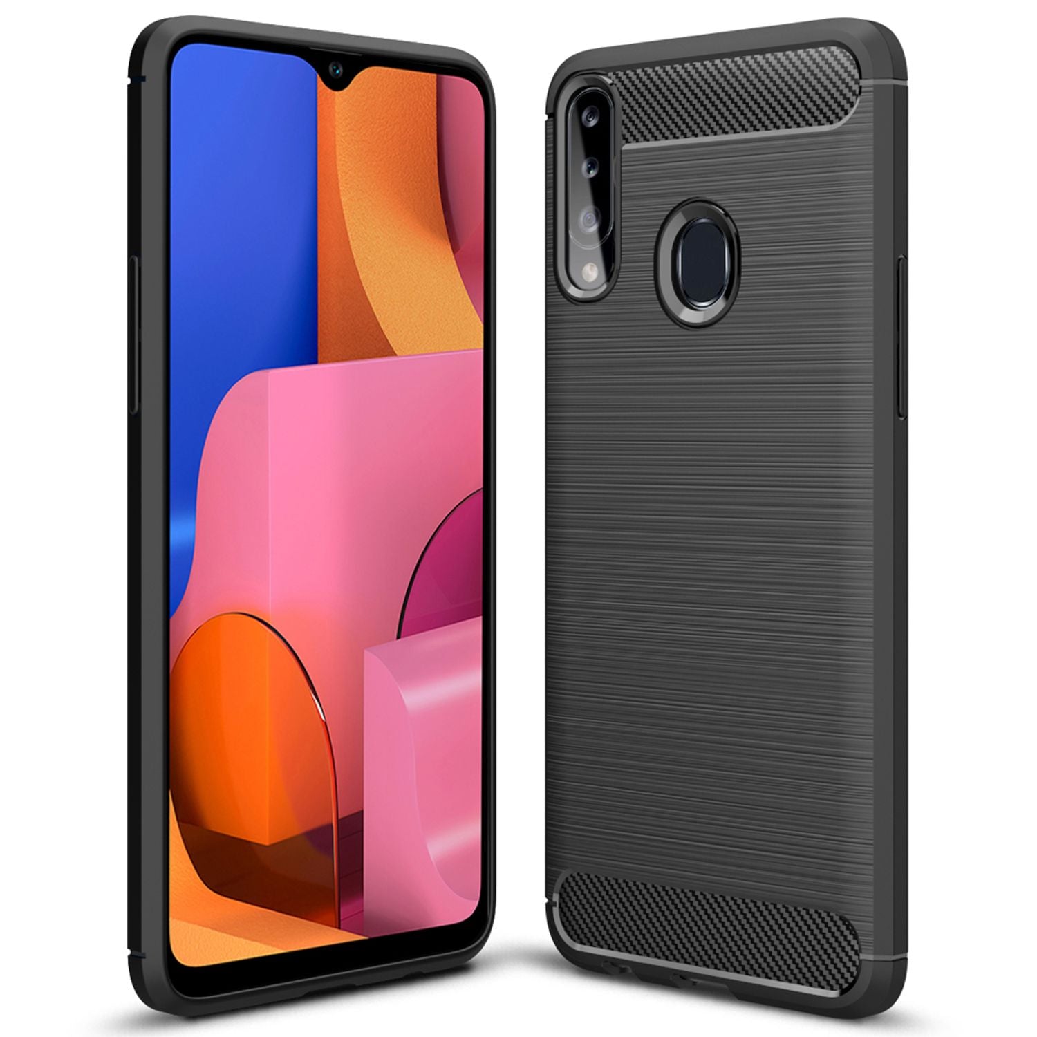NALIA Design Handy Hülle für Samsung Galaxy A20s, Carbon Look Case Cover Bumper Default Title NALIA Protective Hülle