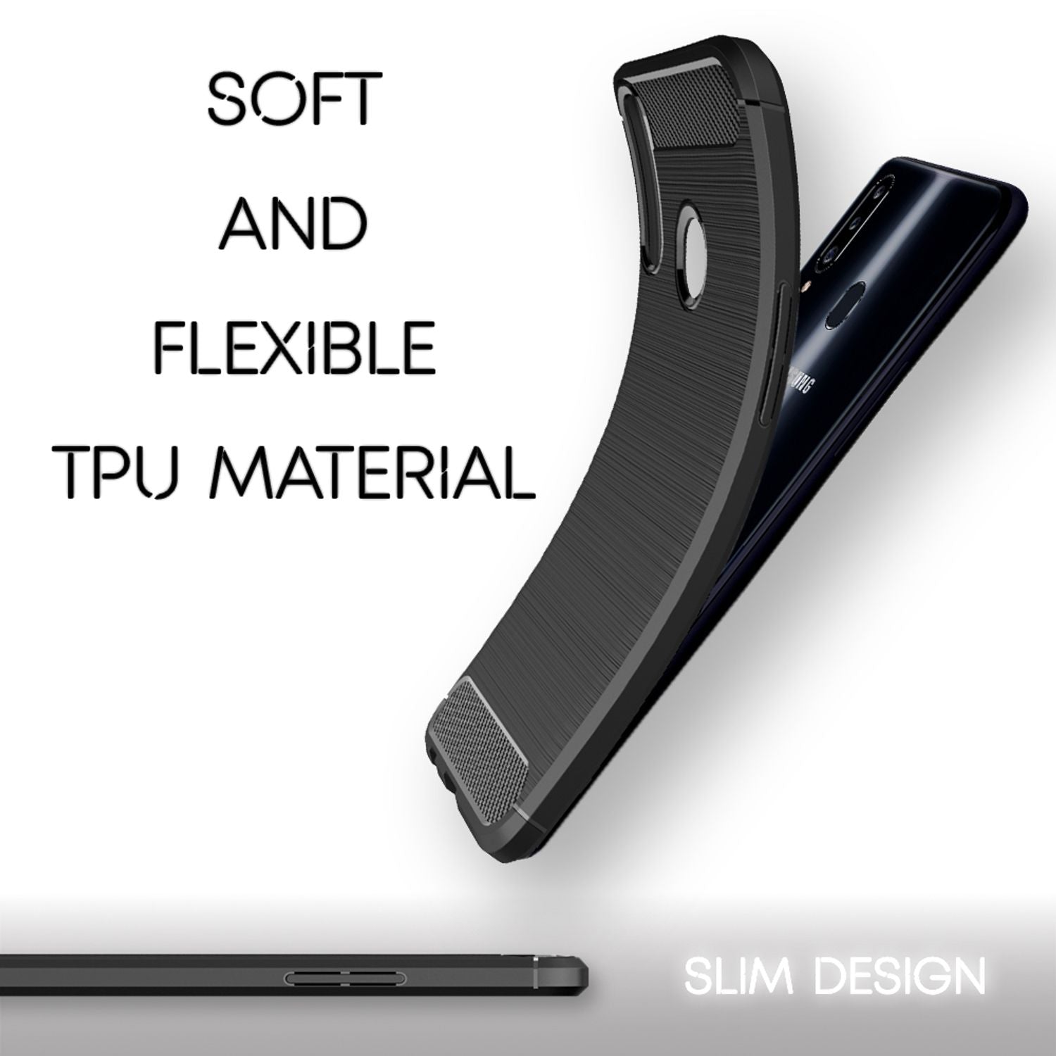 NALIA Design Handy Hülle für Samsung Galaxy A20s, Carbon Look Case Cover Bumper Default Title NALIA Protective Hülle