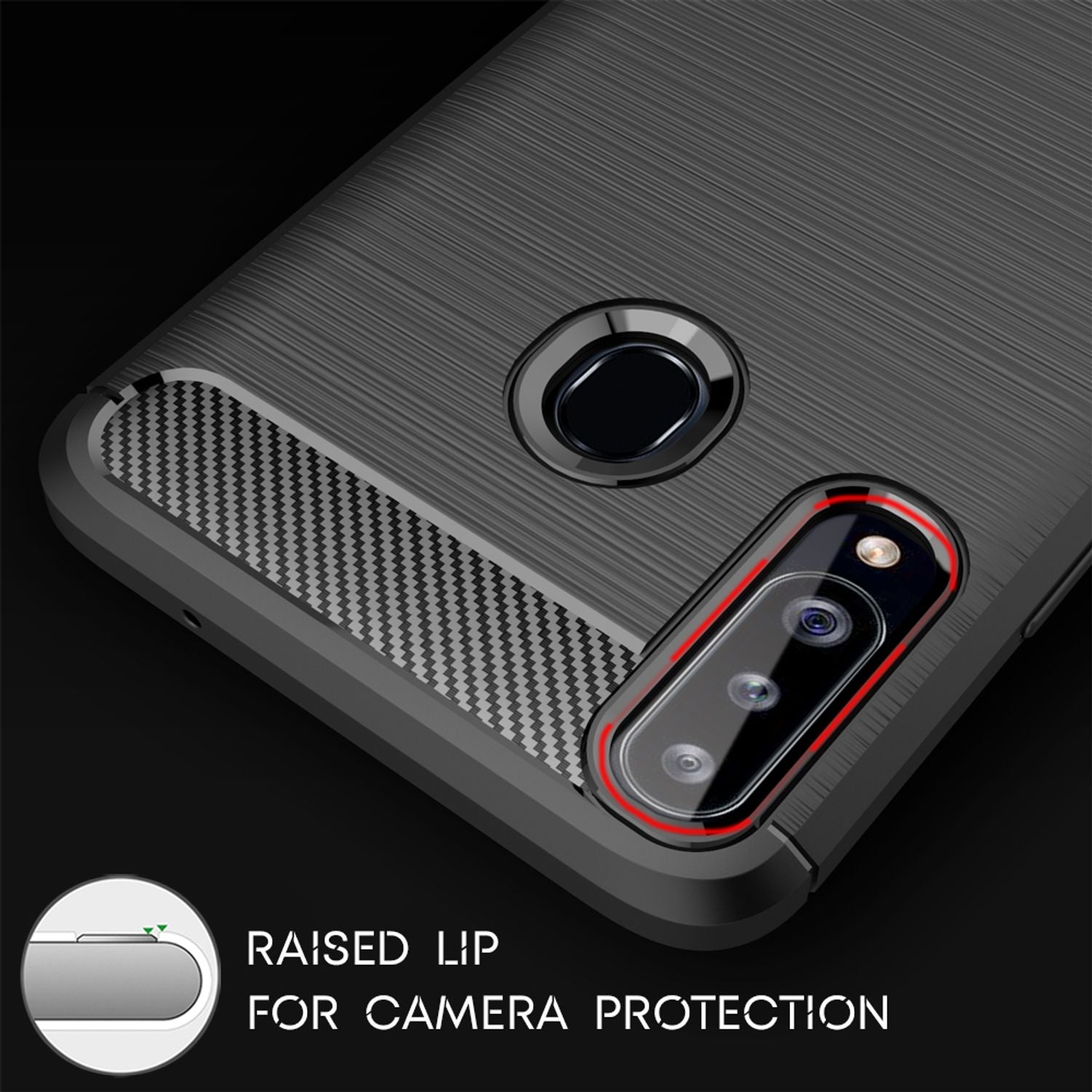 NALIA Design Handy Hülle für Samsung Galaxy A20s, Carbon Look Case Cover Bumper Default Title NALIA Protective Hülle