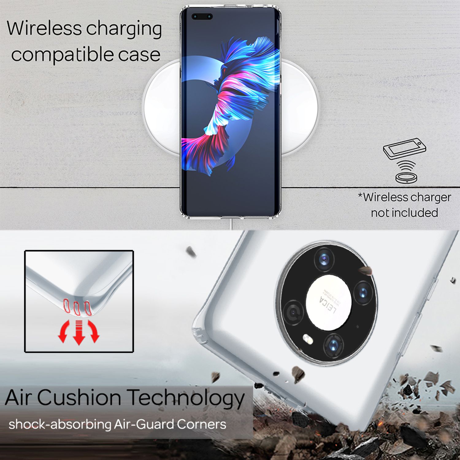 NALIA Klare Handy Hülle für Huawei Mate 40 Pro, Case Cover Schutz Tasche Bumper Default Title NALIA Transparente Hülle