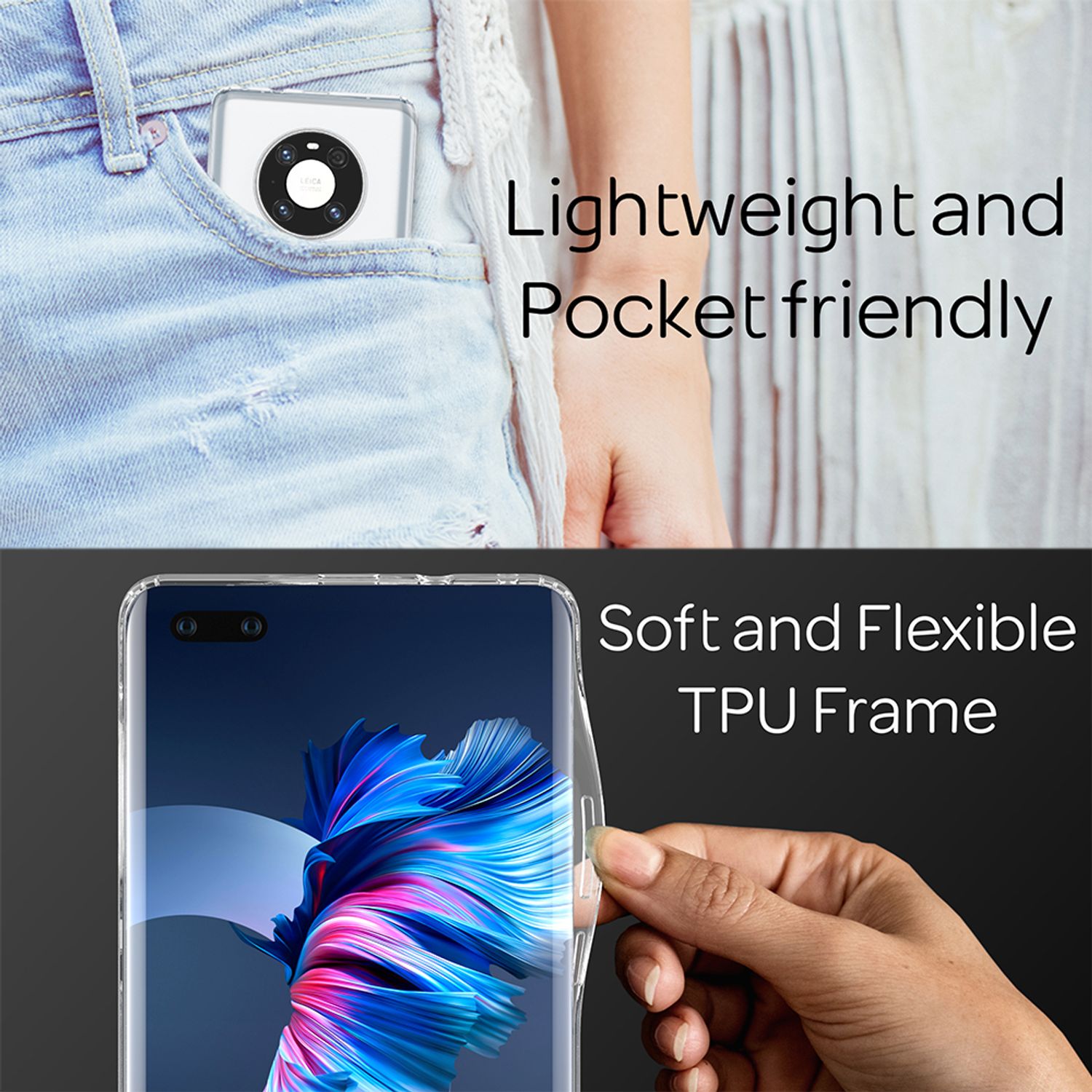 NALIA Klare Handy Hülle für Huawei Mate 40 Pro, Case Cover Schutz Tasche Bumper Default Title NALIA Transparente Hülle