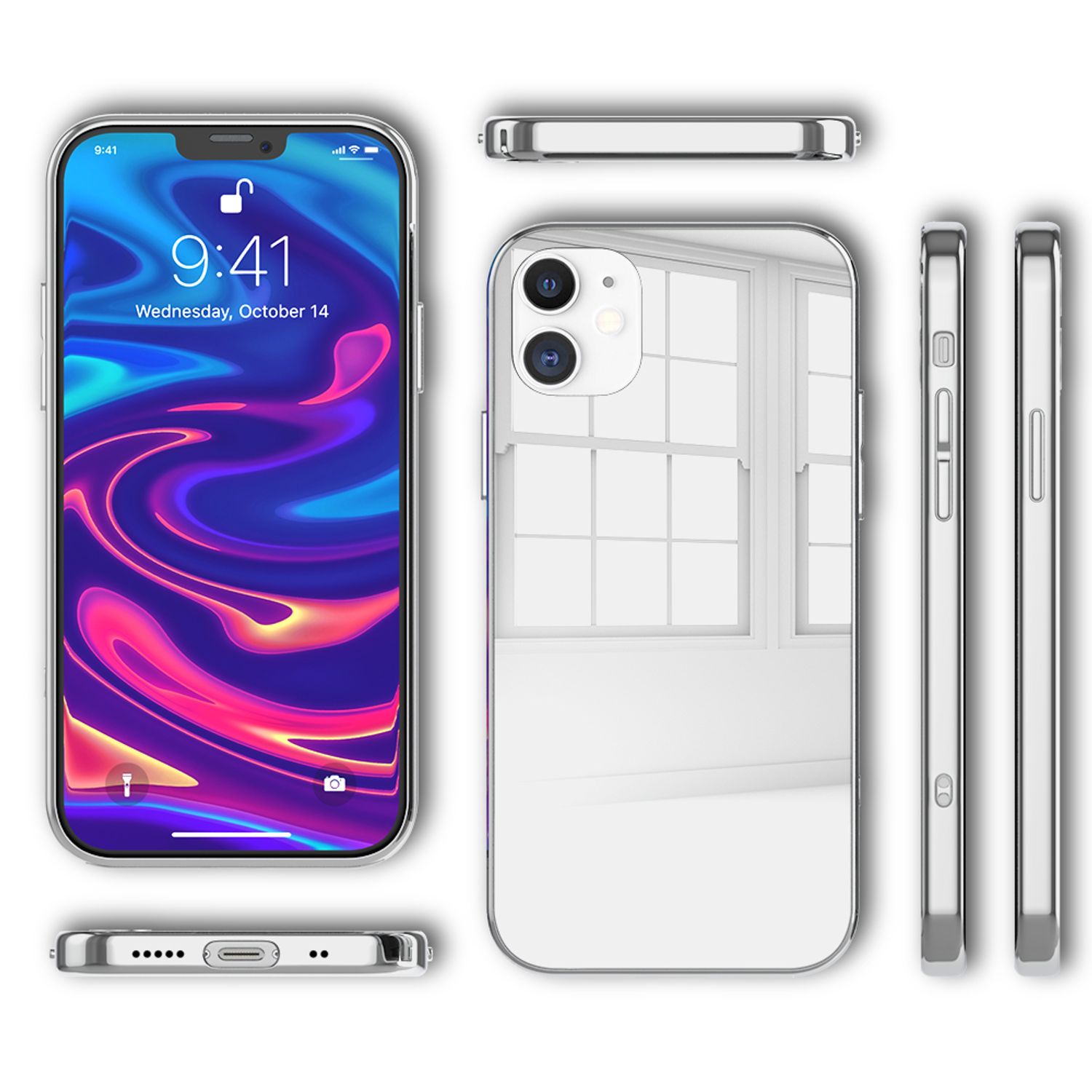 NALIA Spiegel Hart Glas Hülle für iPhone 12 Mini, Mirror Schutz Case Bumper Default Title NALIA Protective Hülle