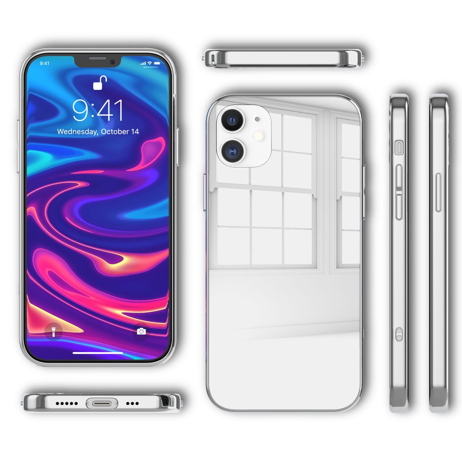 NALIA Spiegel Hartglas Hülle für iPhone 12 / iPhone 12 Pro, Mirror Cover Bumper Default Title NALIA Protective Hülle