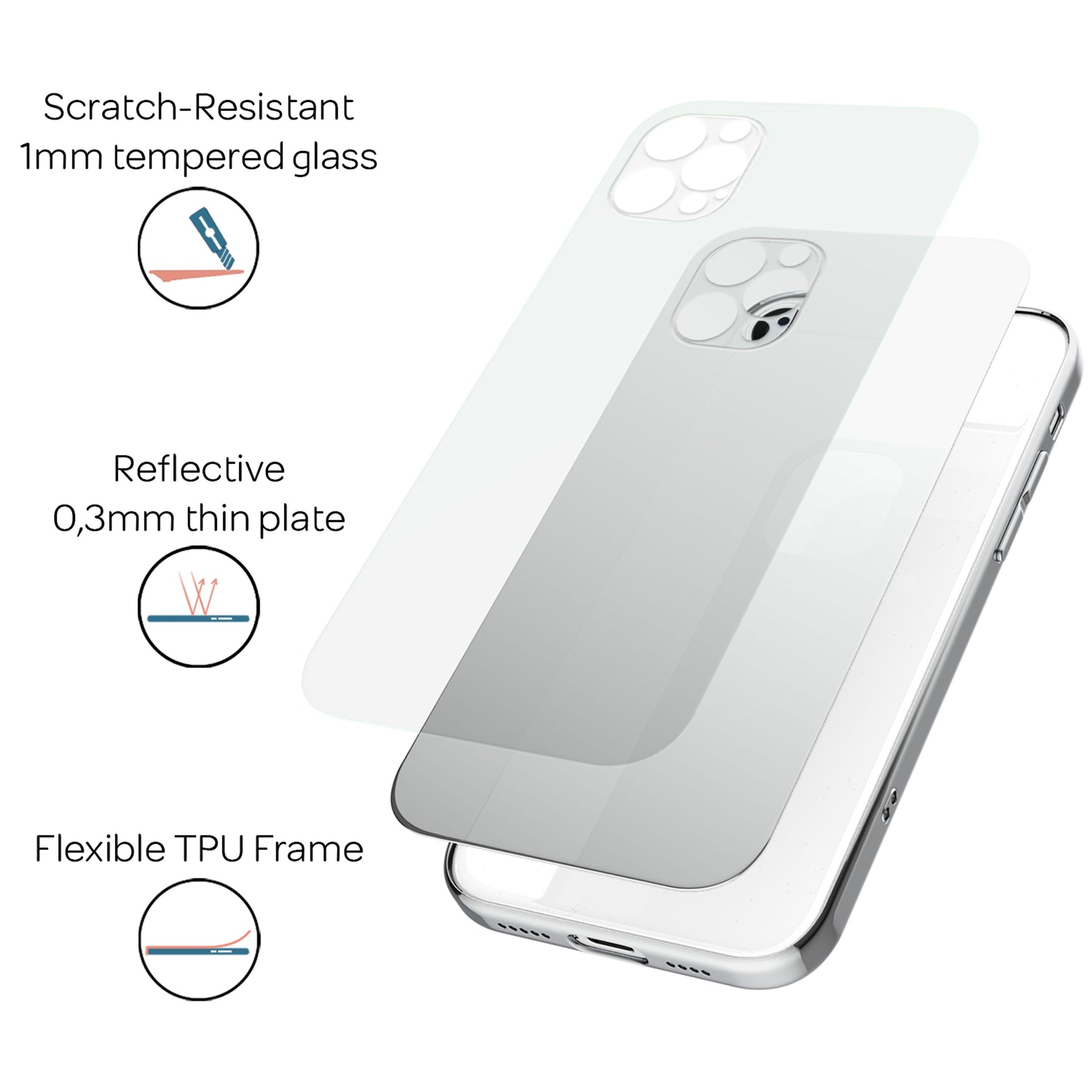 NALIA Spiegelhülle für iPhone 12 Pro Max – Echtes Glas (9H Spiegel & Robust) – RAYN (Premium Hardcase & Silikon Bumper) – Marke aus Berlin Default Title NALIA Protective Hülle