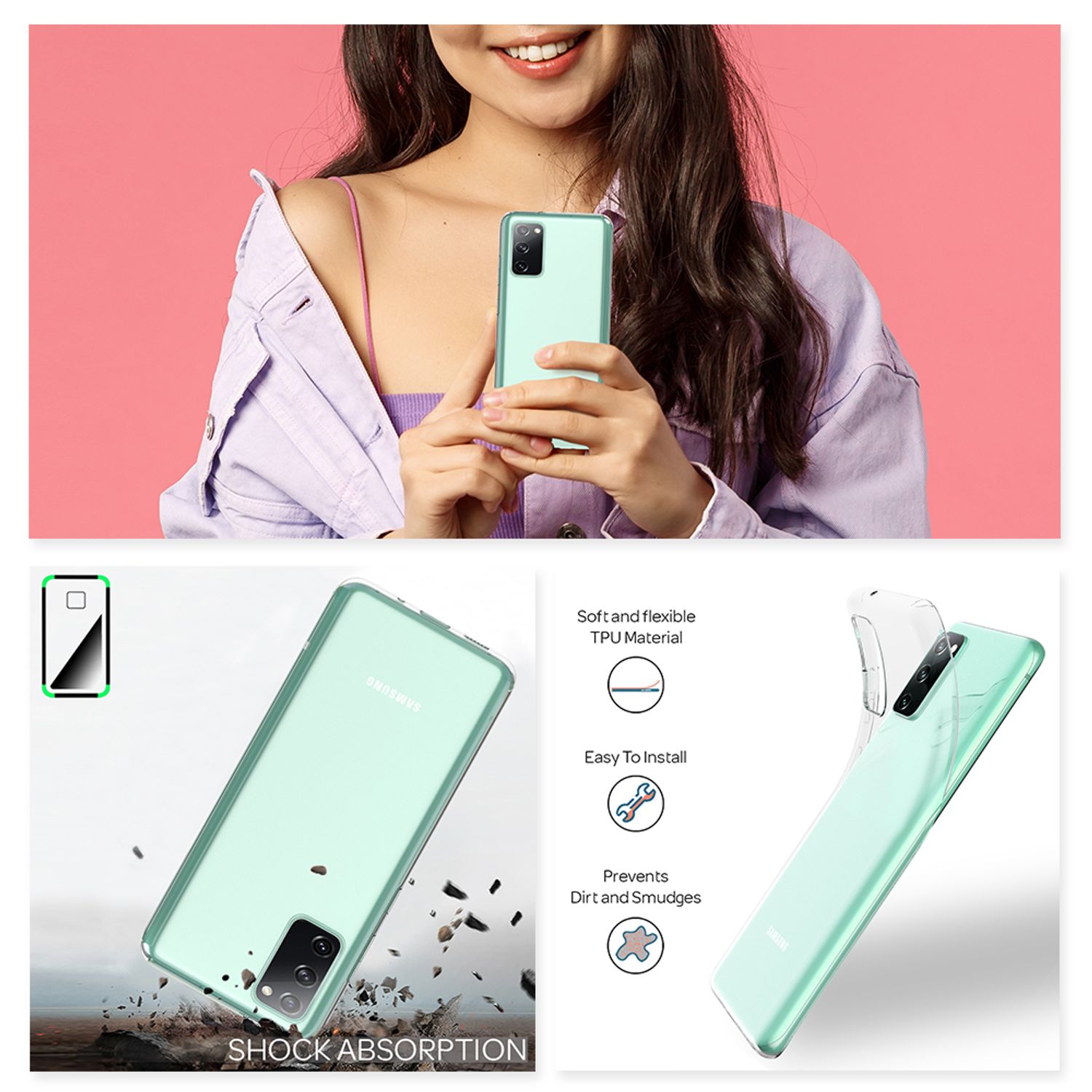 NALIA Handy Hülle für Samsung Galaxy S20 FE, Transparent Silikon Cover Case Etui Default Title NALIA Transparente Hülle