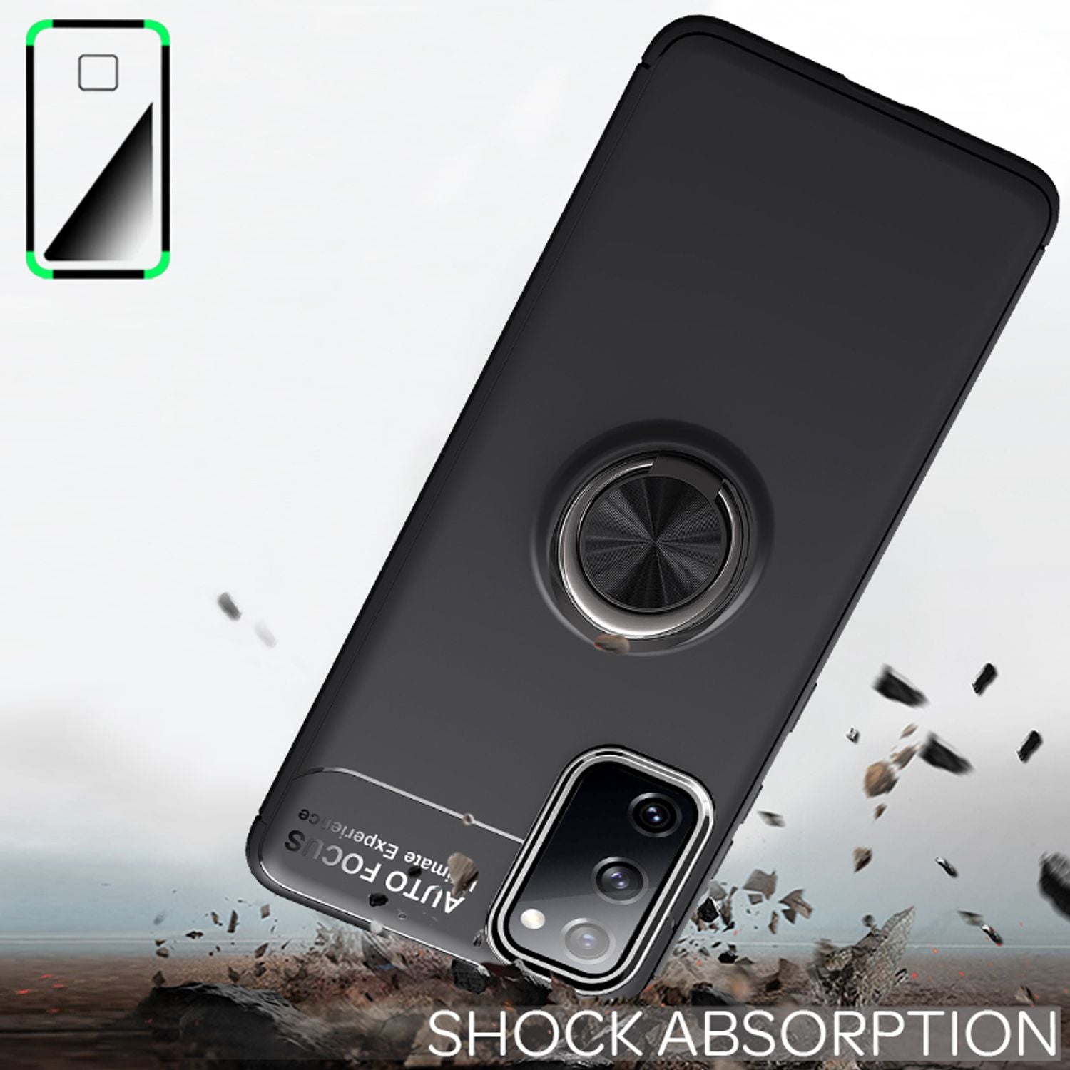 NALIA Ring Hülle für Samsung Galaxy S20 FE, Handy Cover Schutz Tasche Case Etui Schwarz NALIA Protective Hülle