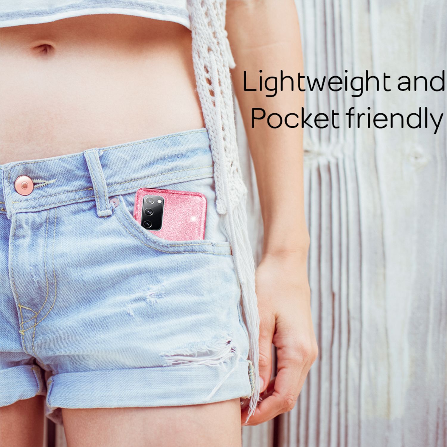 NALIA Glitzer Handyhülle für Samsung Galaxy S20 FE, Bling Handy Cover Schutz Case TPU Pink NALIA Protective Hülle