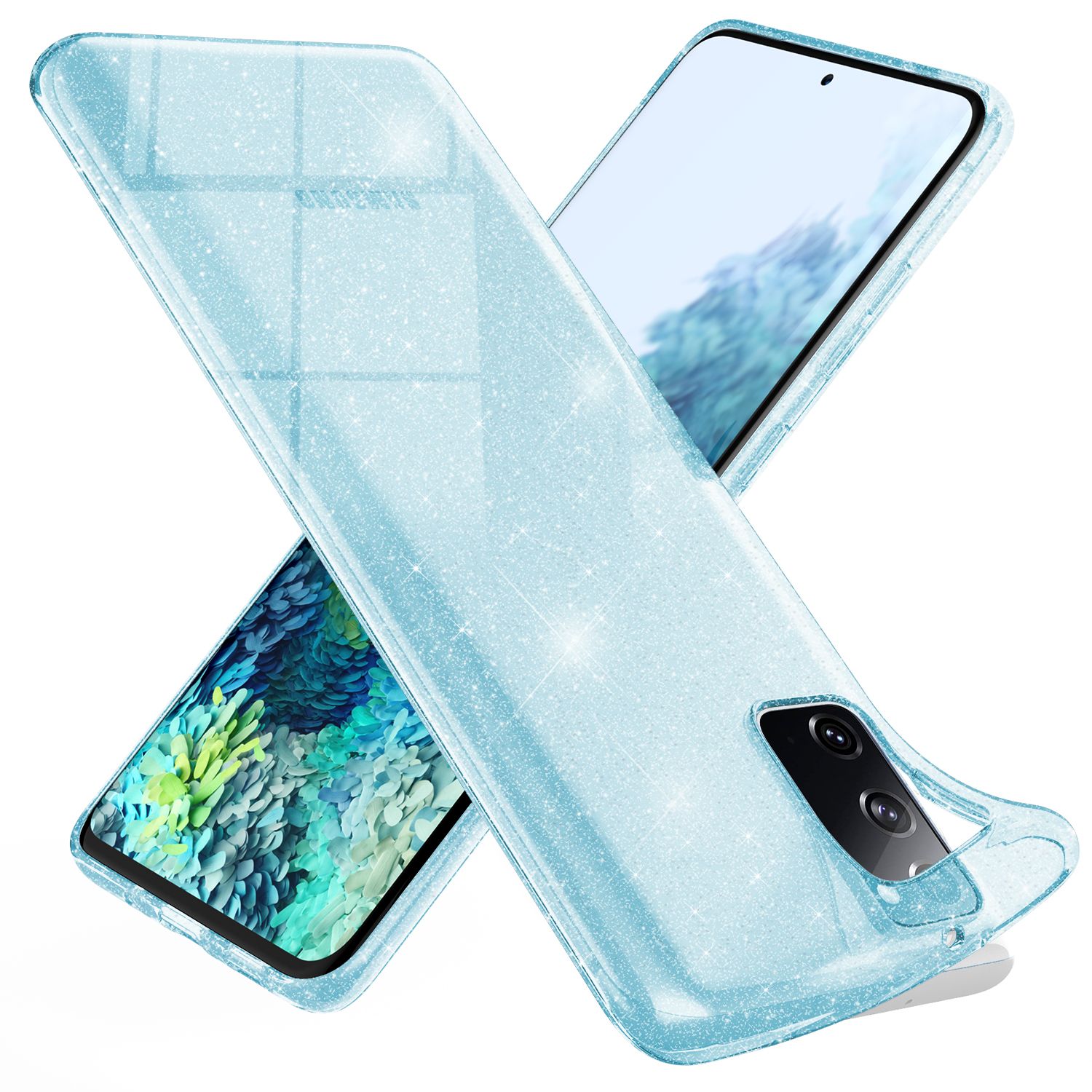 NALIA Klare Glitzer Handyhülle für Samsung Galaxy S20 FE, Glitzer Handyhülle Bling Cover