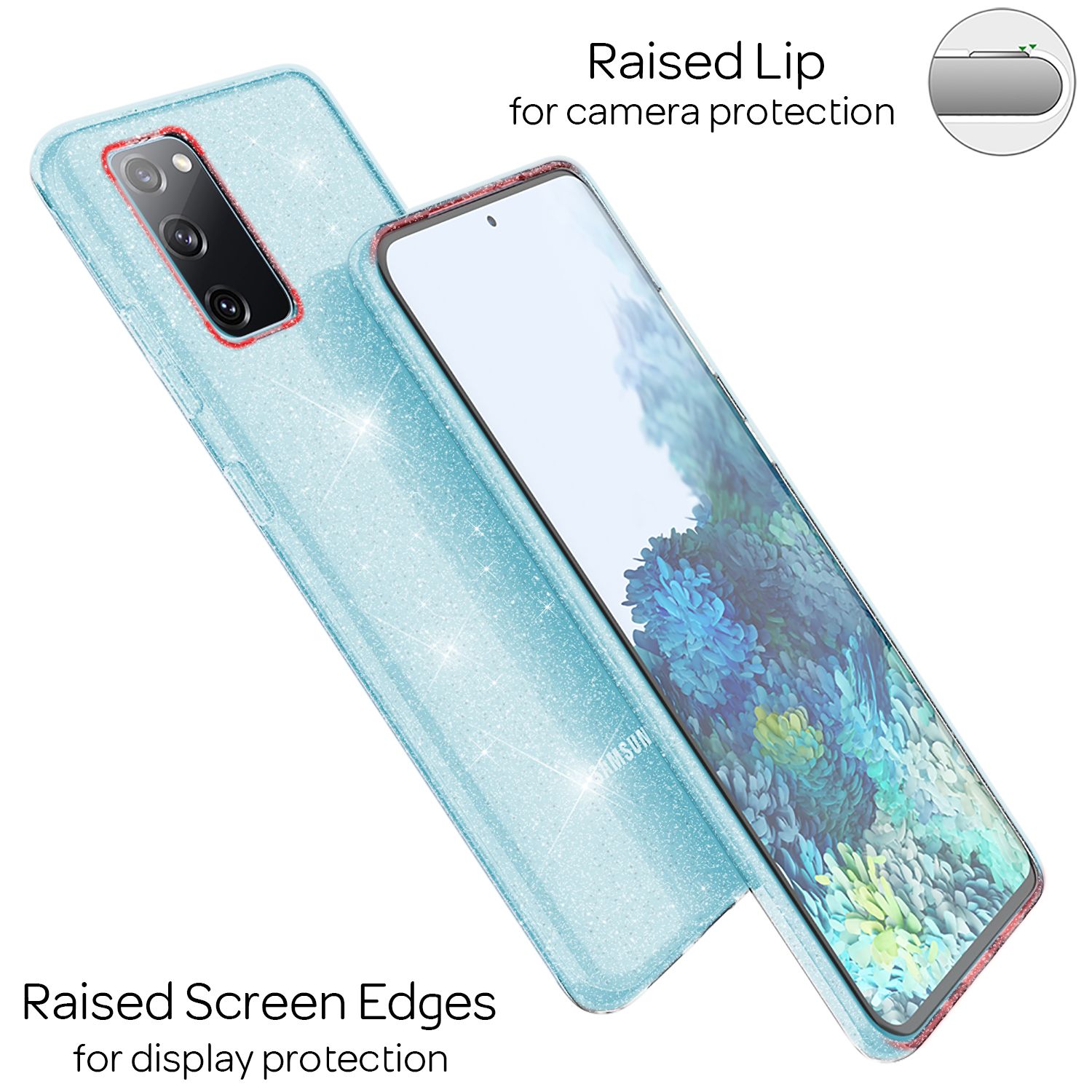 NALIA Klare Glitzer Handyhülle für Samsung Galaxy S20 FE, Glitzer Handyhülle Bling Cover