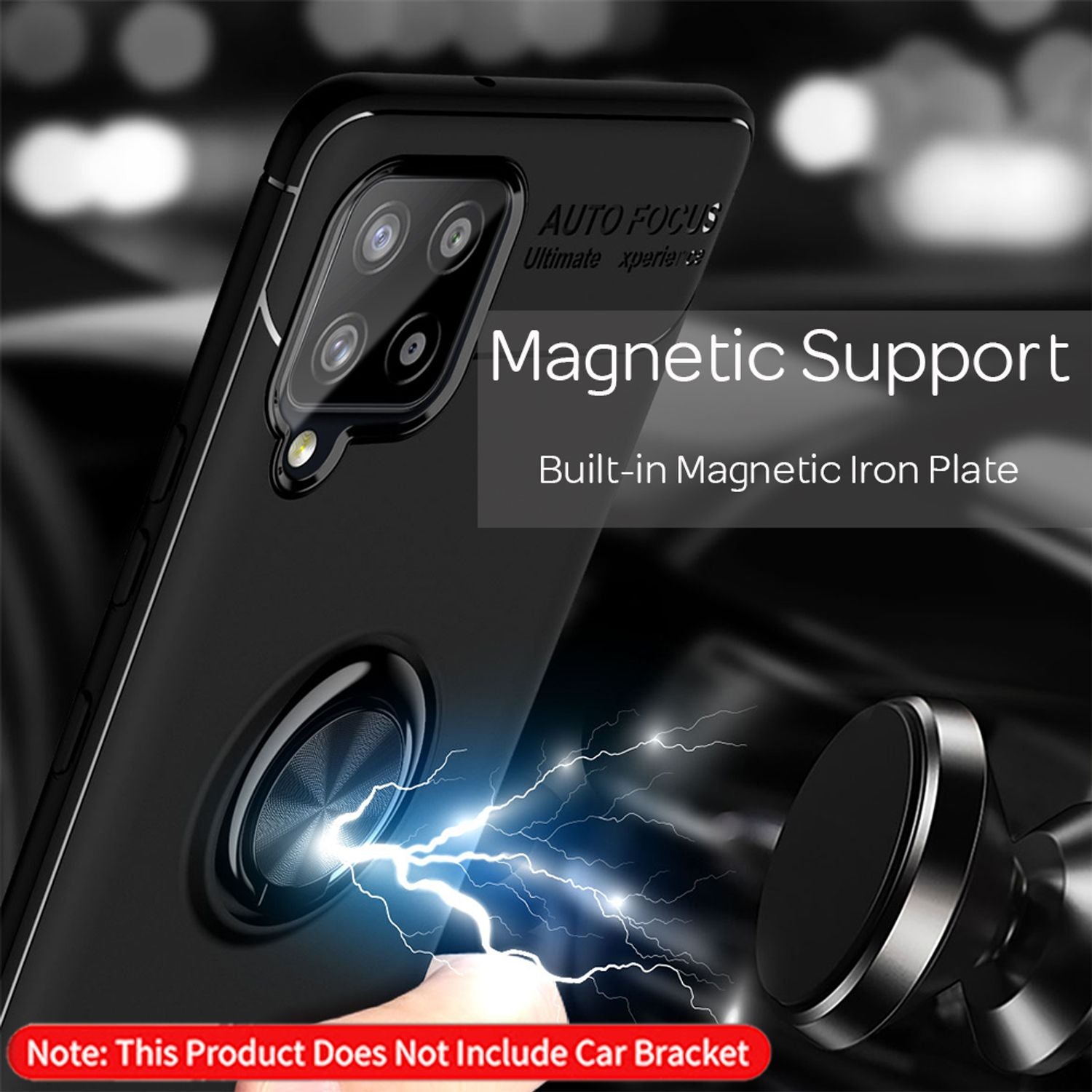 NALIA Ring Handyhülle für Samsung Galaxy A42 5G, Handy Cover Schutz Tasche Etui Case Schwarz NALIA Protective Hülle