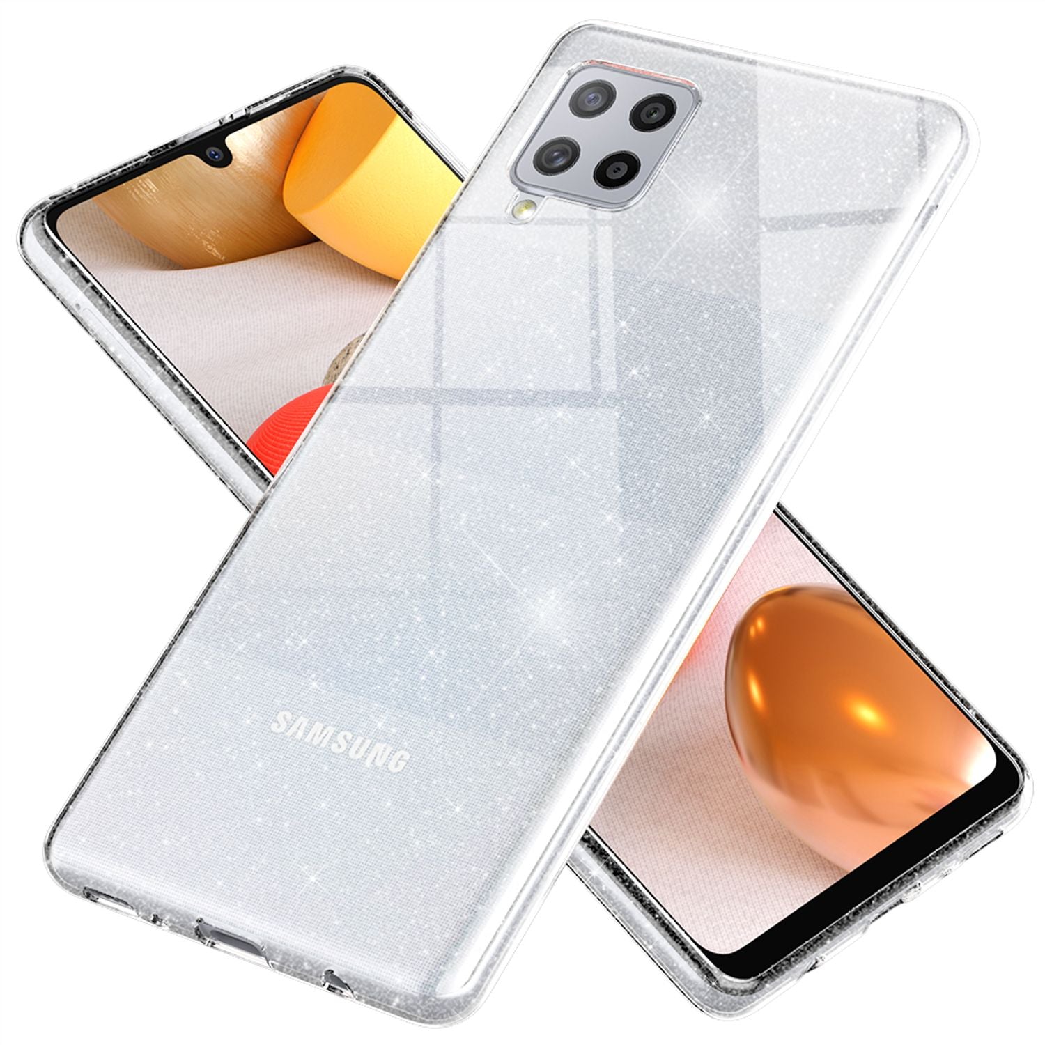 NALIA Klare Glitzer Hülle für Samsung Galaxy A42 5G, Bling Handy Case Cover Etui Transparent NALIA Transparente Hülle