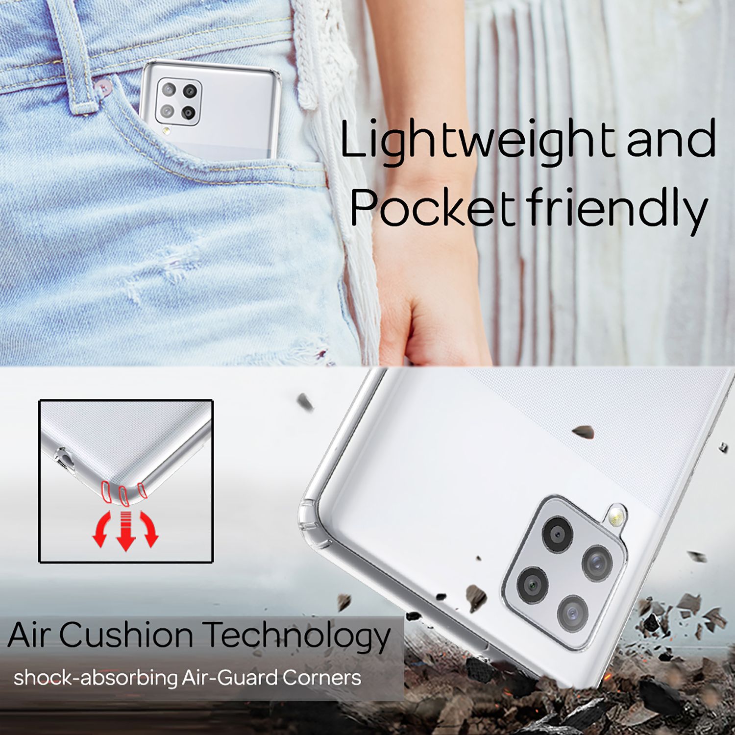 NALIA Klare Handy Hülle für Samsung Galaxy A42 5G, Hard Case Durchsichtig Cover Default Title NALIA Transparente Hülle