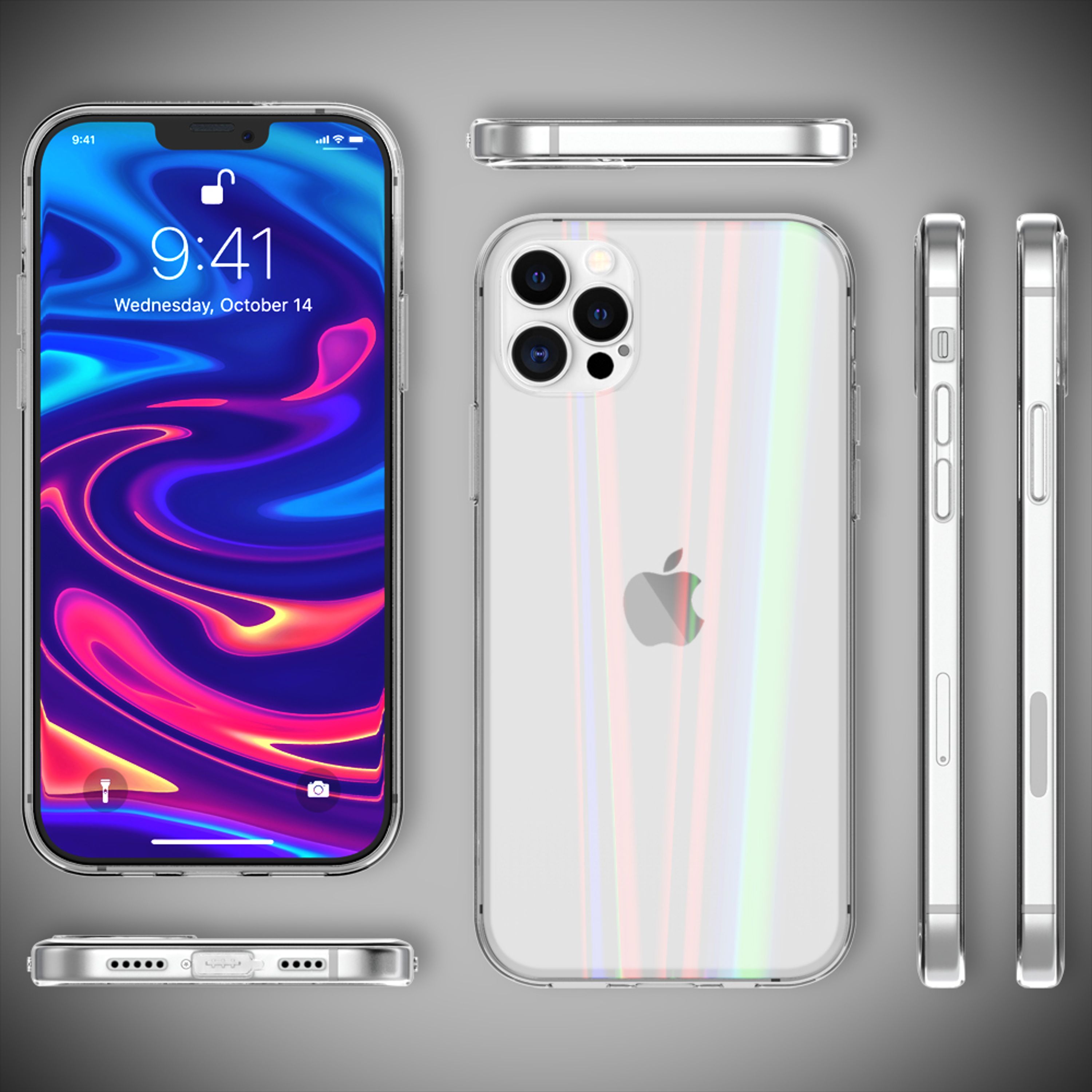NALIA Klare Regenbogen Hülle für iPhone 12 Pro Max, Rainbow Case Schutz Cover Default Title NALIA
