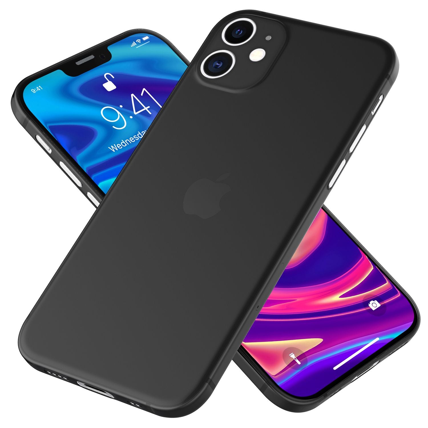 NALIA Hardcase iPhone 12 Mini matt transparent stoßfest Schwarz NALIA SlimFit Hülle