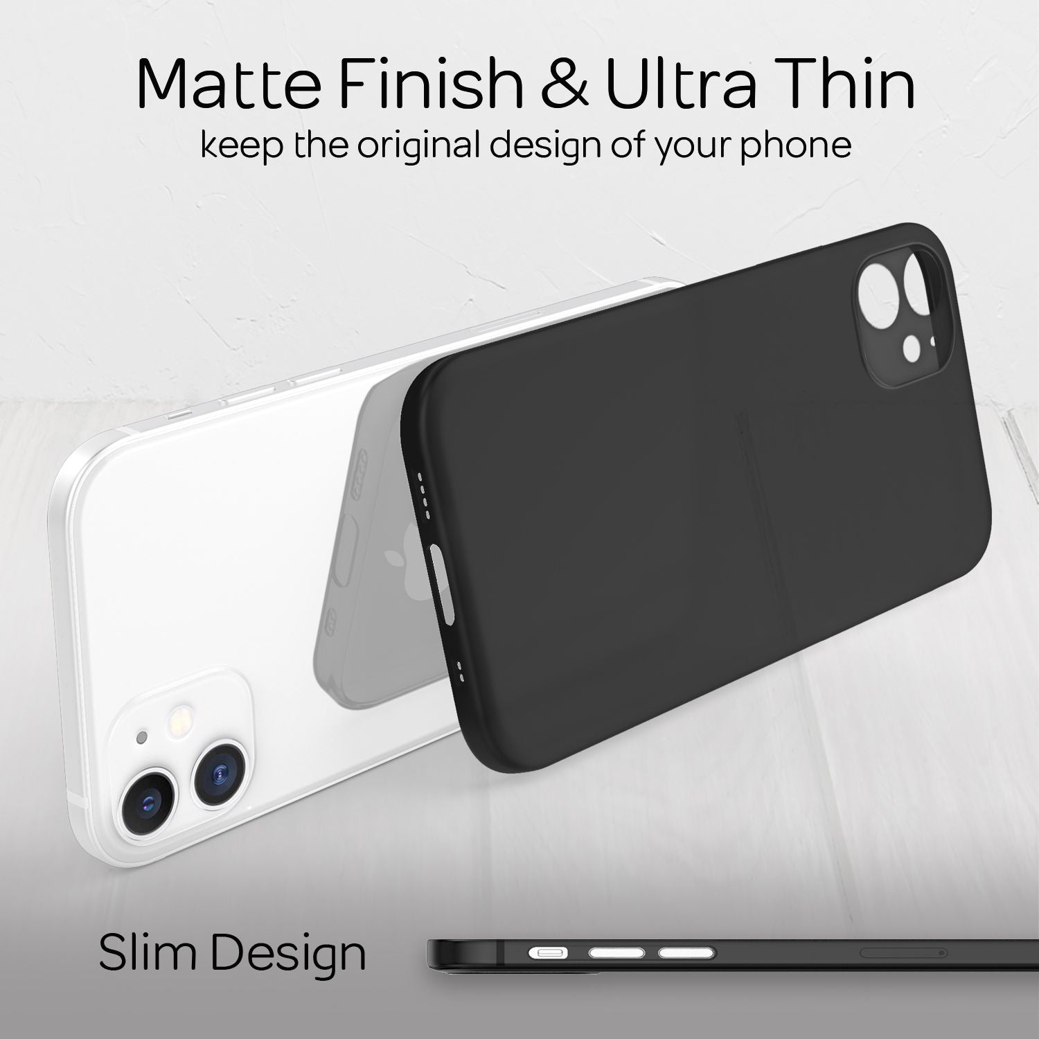 NALIA Extra Dünn Hard Case für iPhone 12 Mini, Ultra Slim Handy Hülle Cover Etui Schwarz NALIA SlimFit Hülle