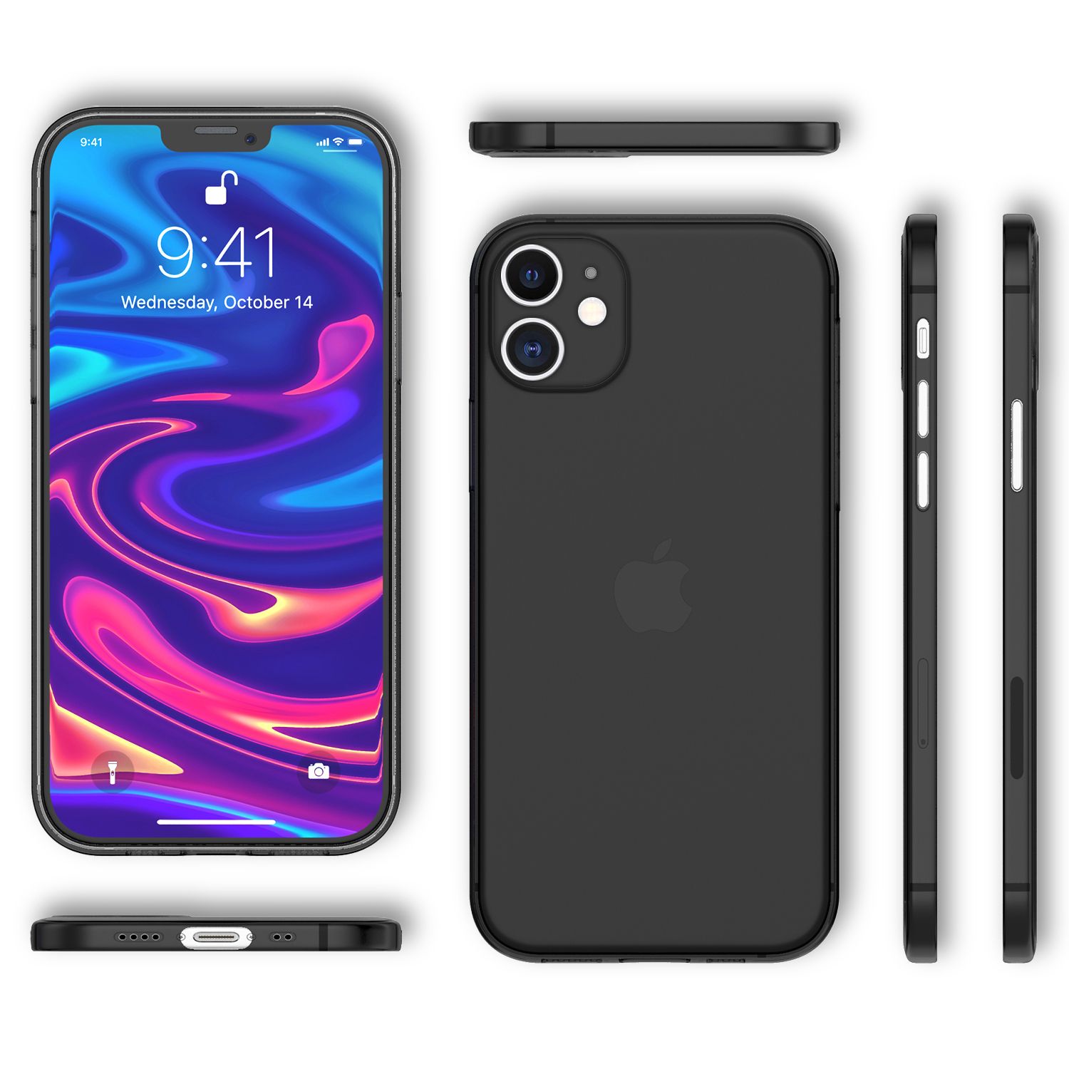NALIA Hardcase iPhone 12 Mini matt transparent stoßfest Schwarz NALIA SlimFit Hülle