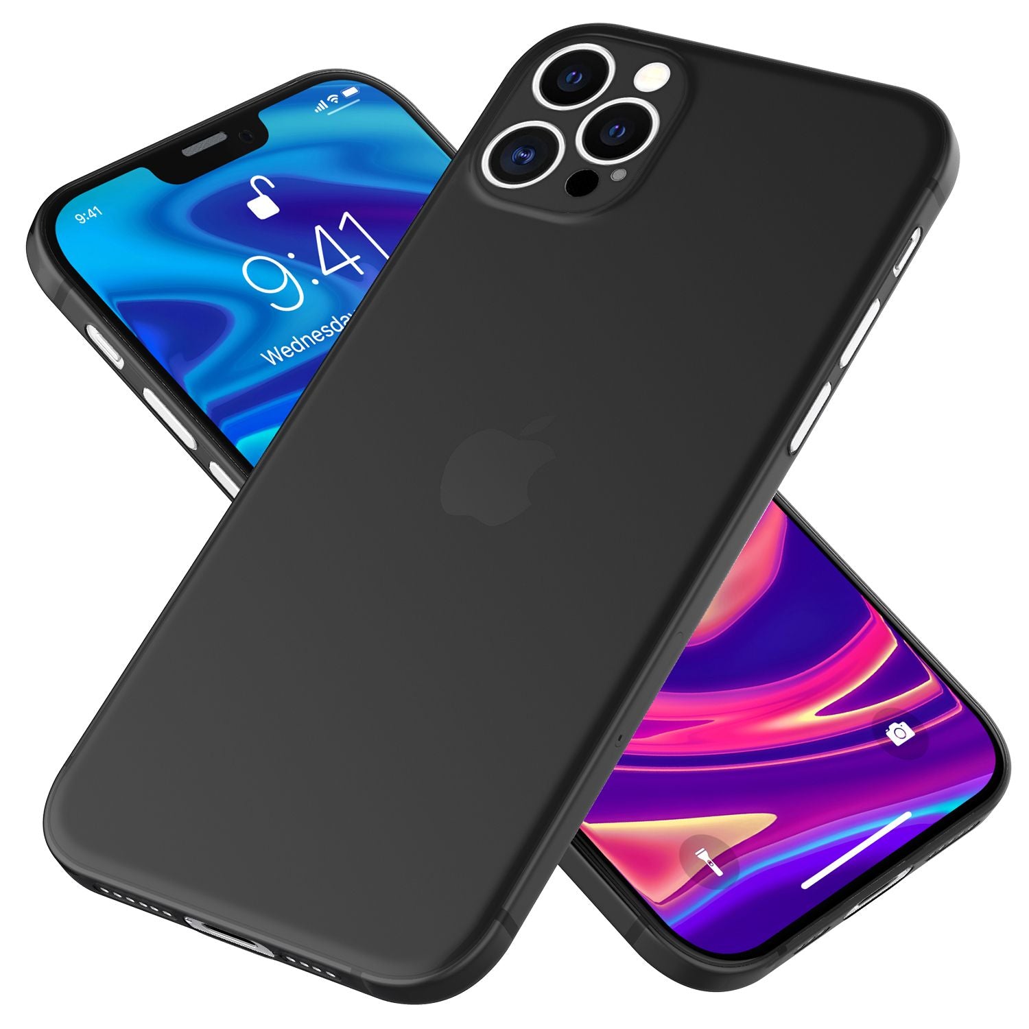NALIA Extra Dünn Hard Case für iPhone 12 Pro, Ultra Slim Handy Hülle Schwarz NALIA SlimFit Hülle
