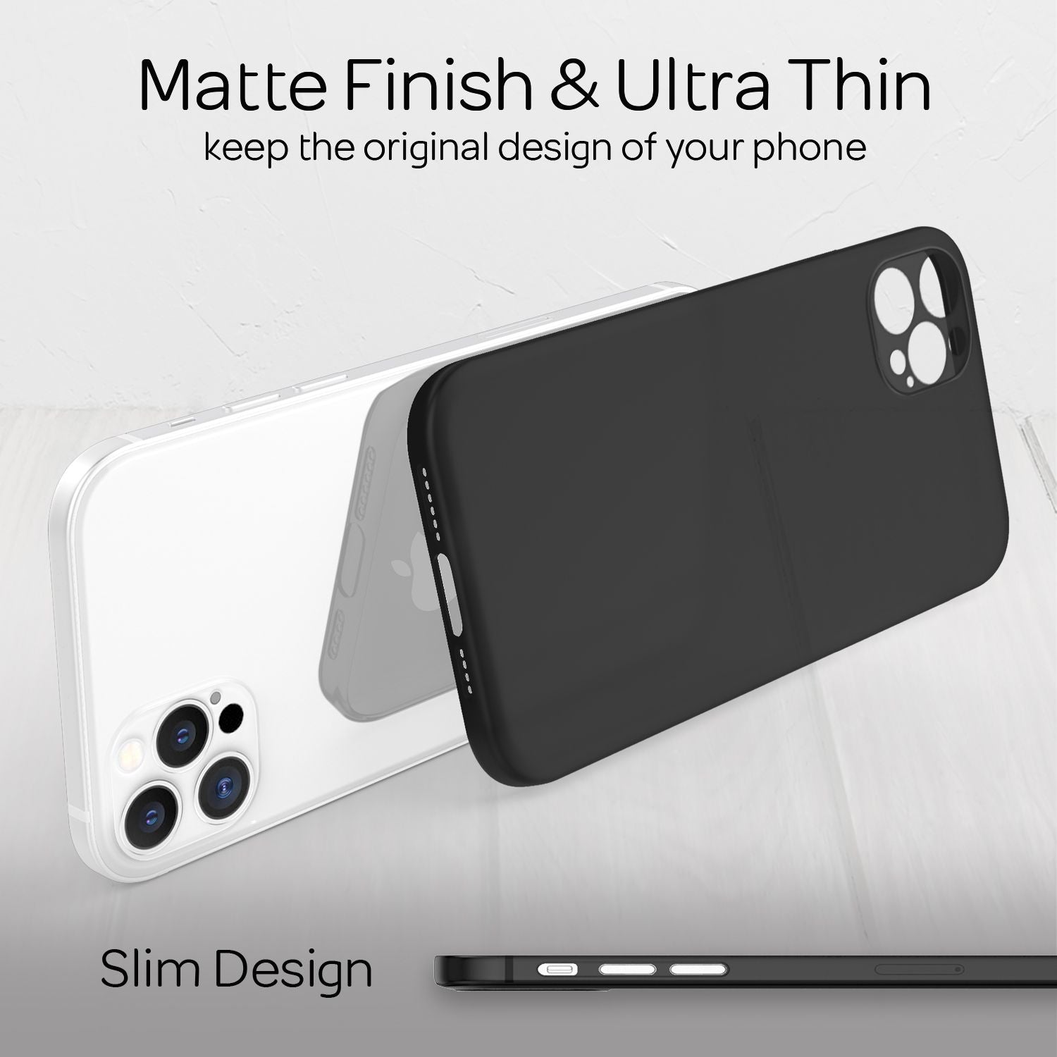 NALIA Extra Dünn Hard Case für iPhone 12 Pro, Ultra Slim Handy Hülle Schwarz NALIA SlimFit Hülle