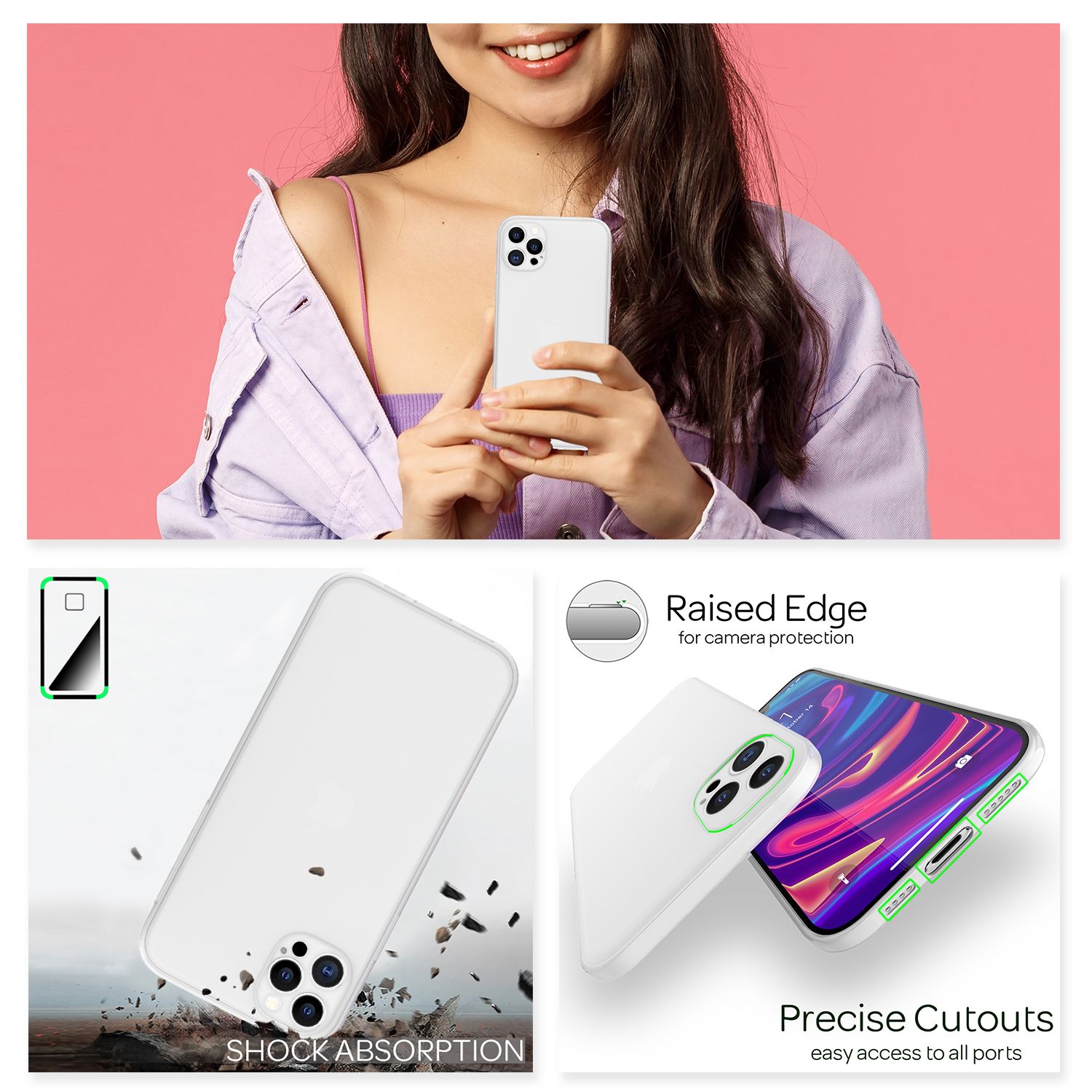 NALIA Hardcase iPhone 12 Pro matt transparent stoßfest Weiß NALIA SlimFit Hülle