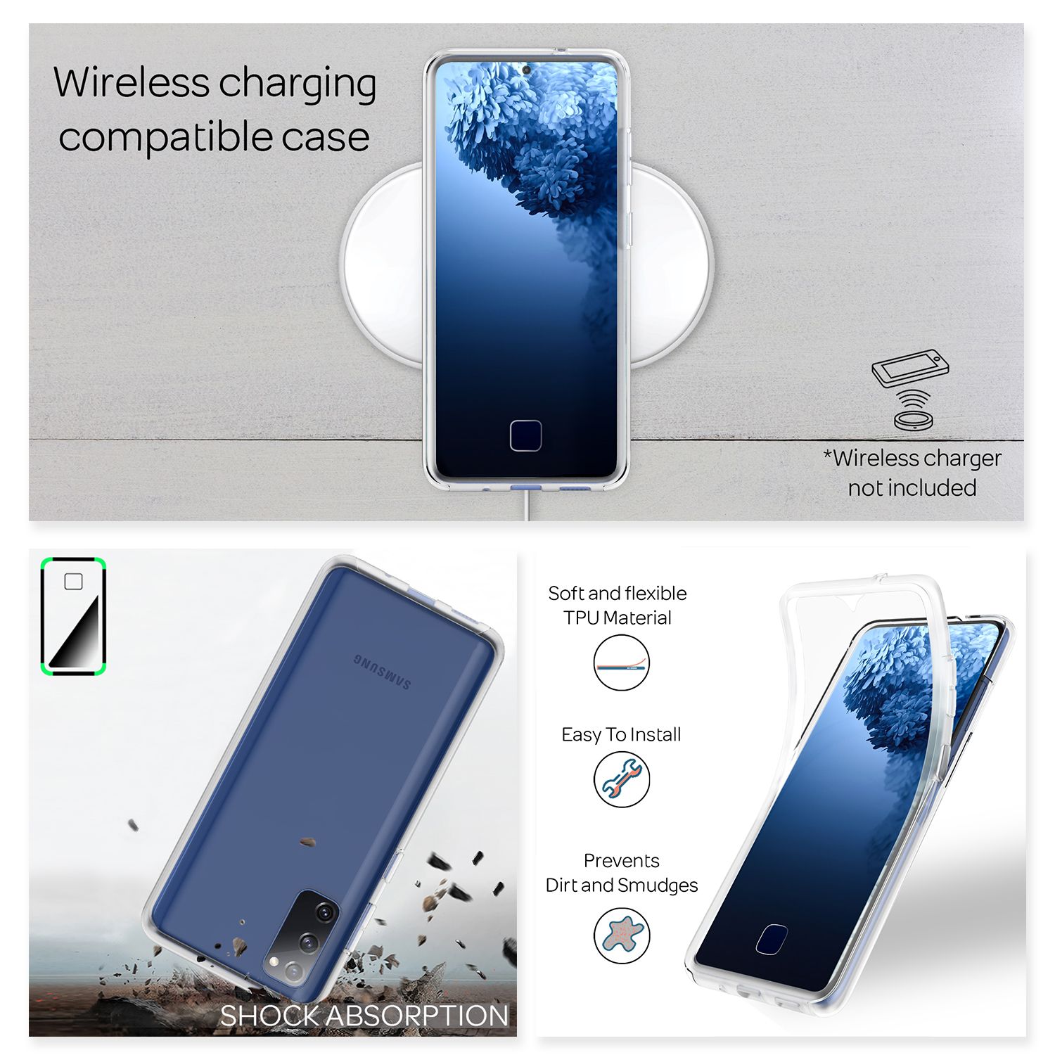 NALIA 360° Handy Hülle für Samsung Galaxy S20 FE, Clear Case Schutz Cover Etui Default Title NALIA Transparente Hülle