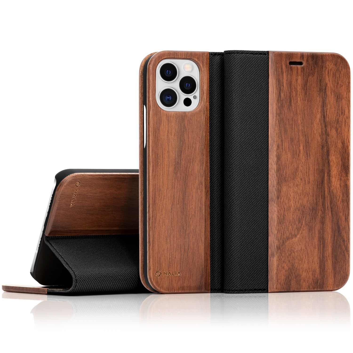 NALIA Echt Holz Flip Case für iPhone 12 Pro Max, Wood Etui Handy Hülle Bumper Default Title NALIA Protective Hülle