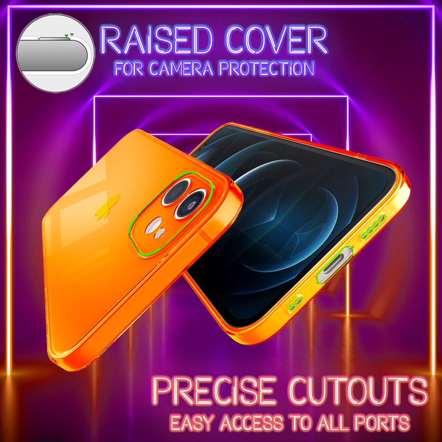 NALIA Klare Neon Handy Hülle für iPhone 12 Mini, Bunt Durchsichtig Cover Case